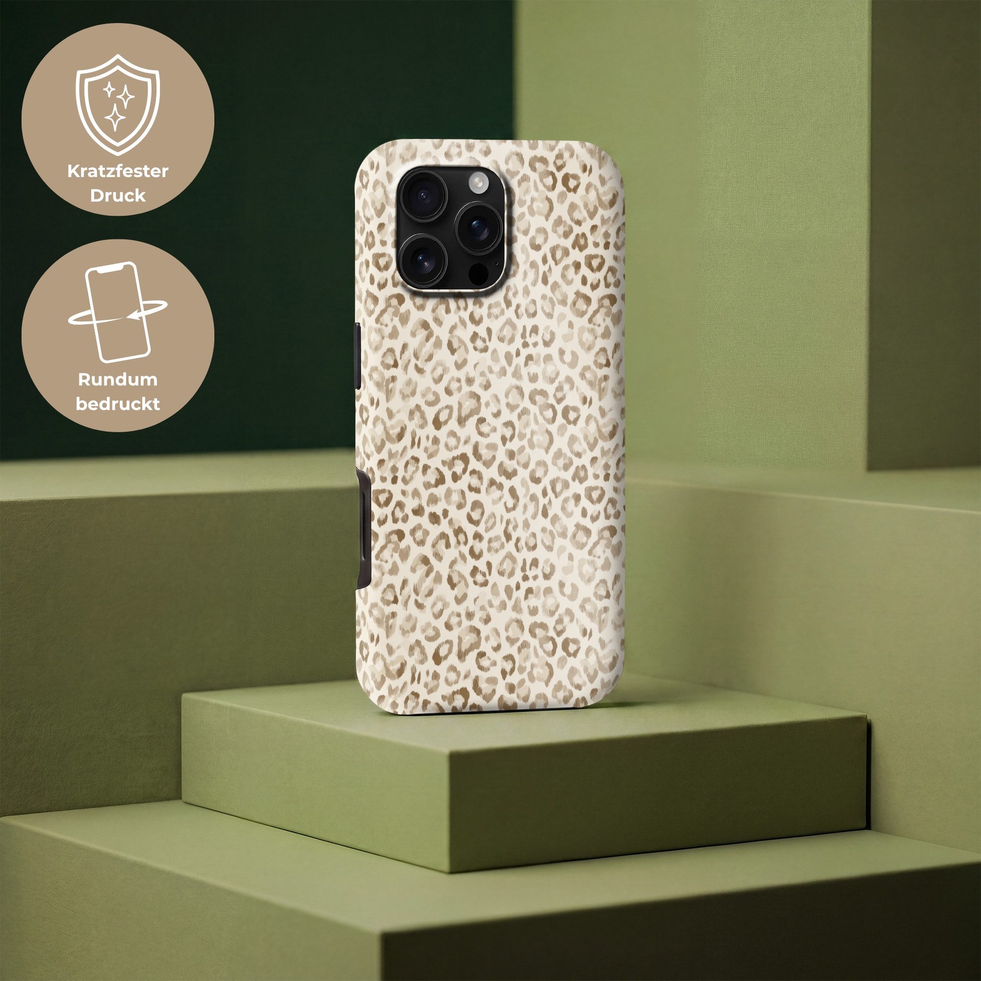 OnlyWow Handyhülle Magsafe für Apple iPhone 16 Pro Leopard - Klassisch - Beige, Handy Case, Hardcase, Stoßfest, Bumper Case