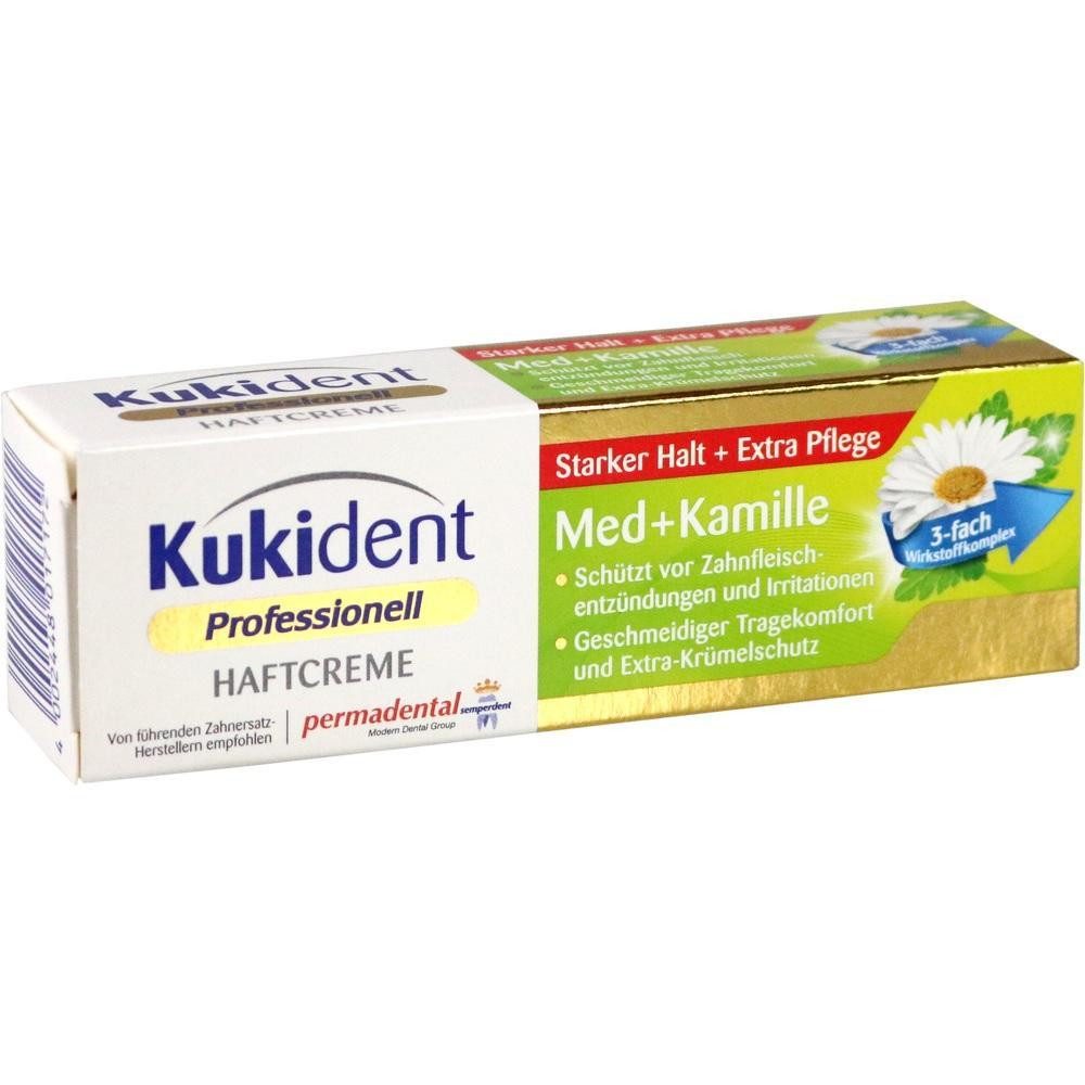 Kukident Zahnpflege-Set Haftcreme Med + Kamille, 1-tlg., 40 g, Starker Halt + Extra Pflege
