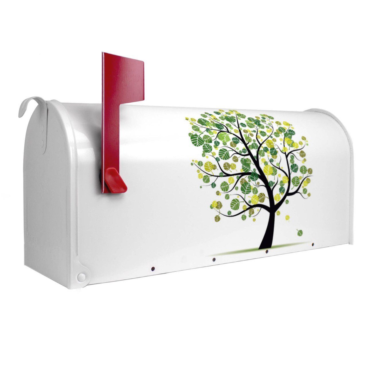 banjado Amerikanischer Briefkasten 17 (Amerikanischer Mailbox x Laubzauberbaum cm USA), original 22 x 51 Briefkasten, aus weiß Mississippi