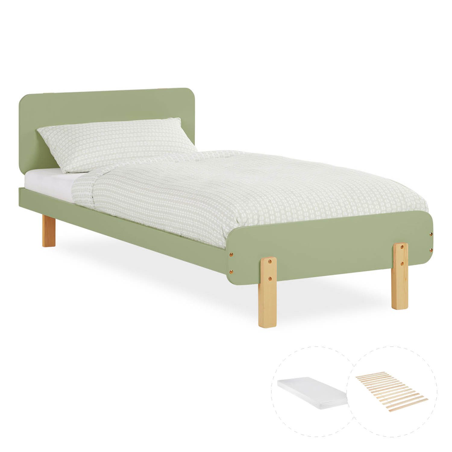 Homestyle4u Kinderbett 90x200 mit Lattenrost und Matratze in Grün 2805 günstig online kaufen