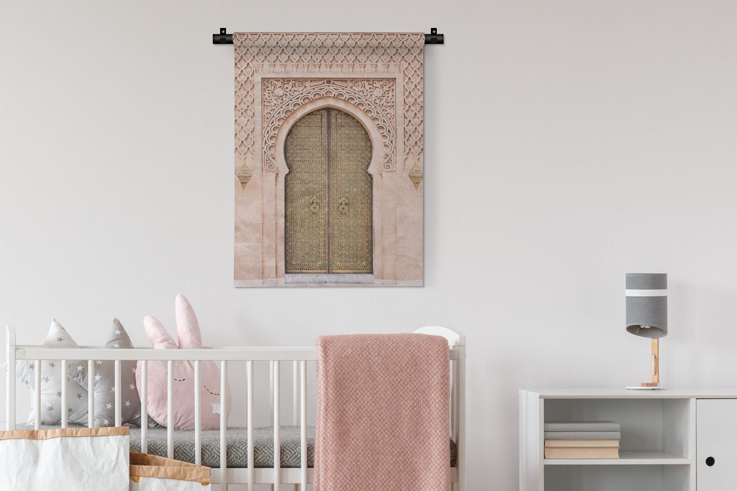 - der Wand, Marokkanische Tapisserie, Rosa MuchoWow an - Schlafzimmer Wohnzimmer, Deko Kunst für Tor, Wanddekoobjekt - Tür