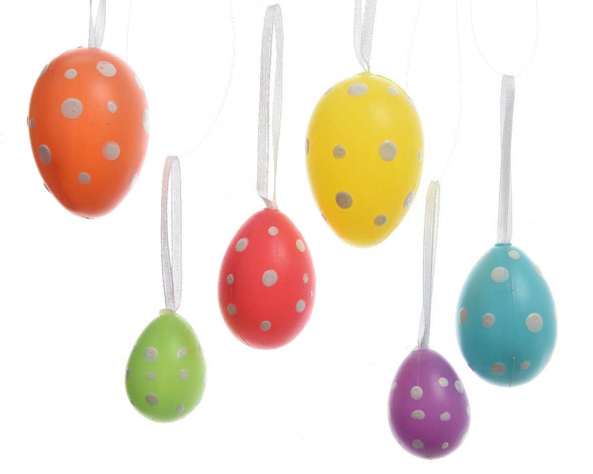 Decoris season decorations Osterei, Ostereier zum Aufhängen mit Punkten Mix 4-6cm 12 Stück bunt