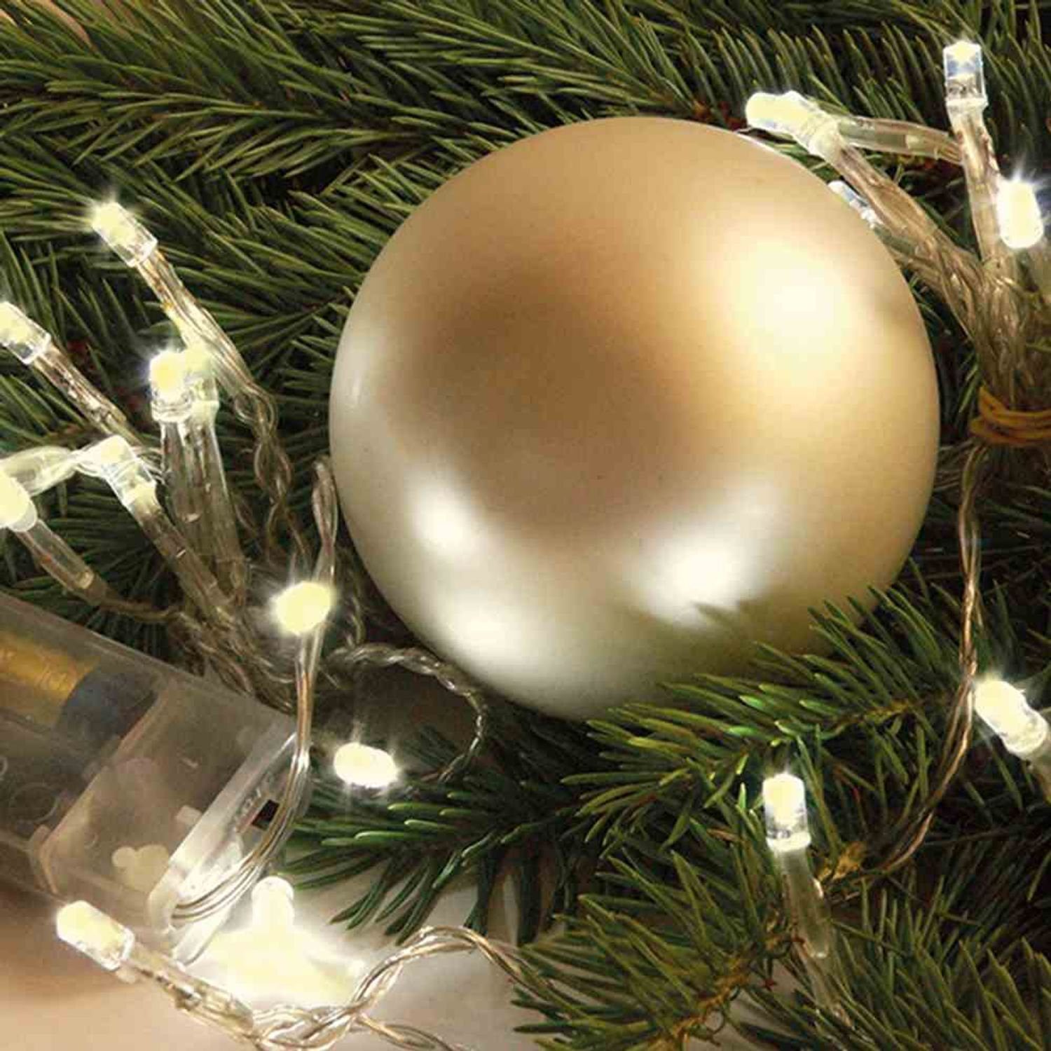 Lichterkette LED-Micro-Kette mit Timer 20er innen warmweiß innen, für 3AA