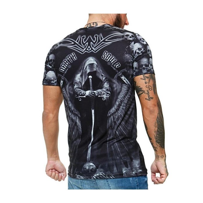 John Kayna T-Shirt Herren T-Shirt Kurzarm Rundhals Shirt Skull Death (Shirt Polo Kurzarmshirt Tee 1-tlg. im modischem Design) Fitness Freizeit Casual VG10217