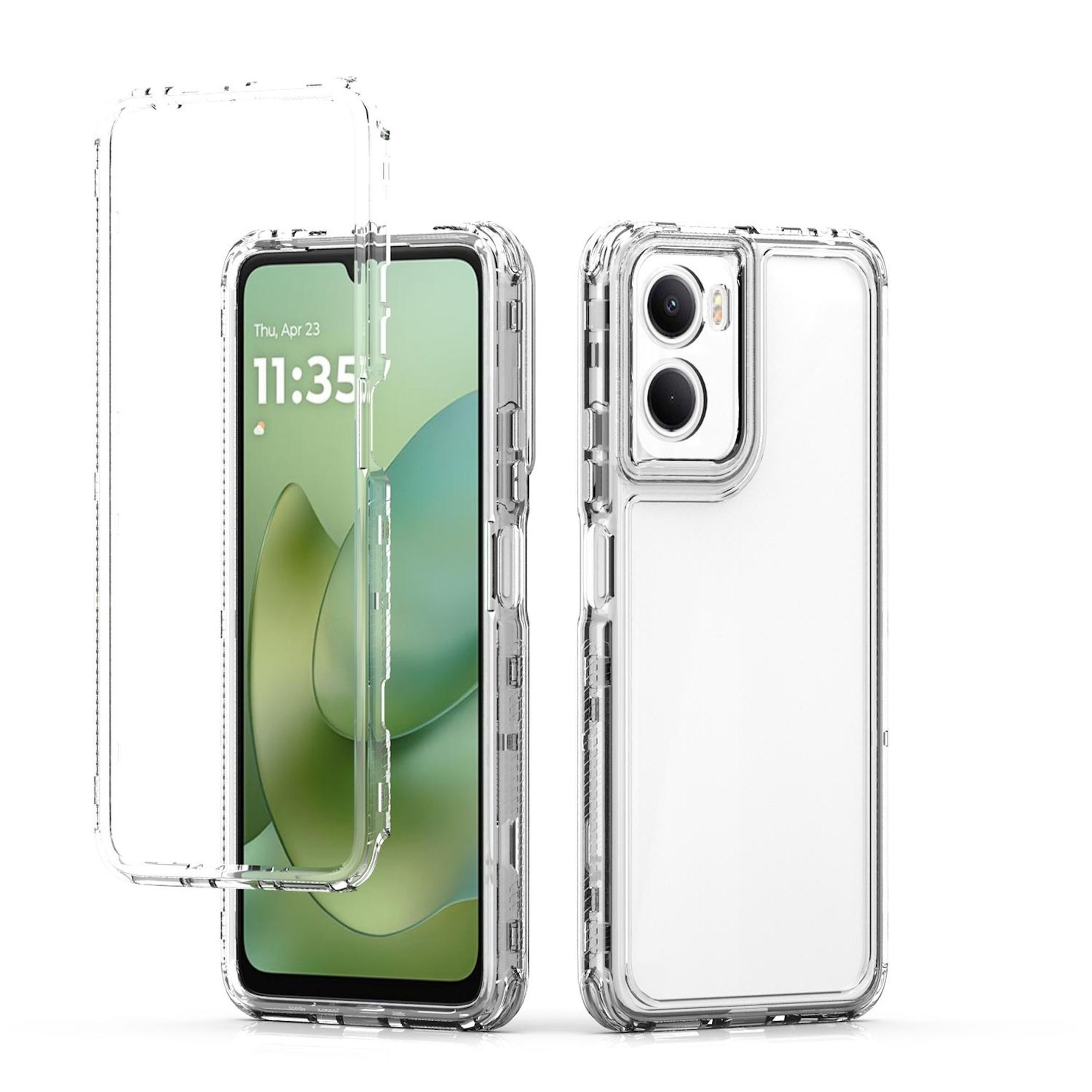 Wigento Handyhülle Hybrid für Motorola Moto G06 4G TPU / Acryl Hybrid Schutz Transparent 6,88 Zoll, Hybrid Hülle mit verstärktem Kantenschutz
