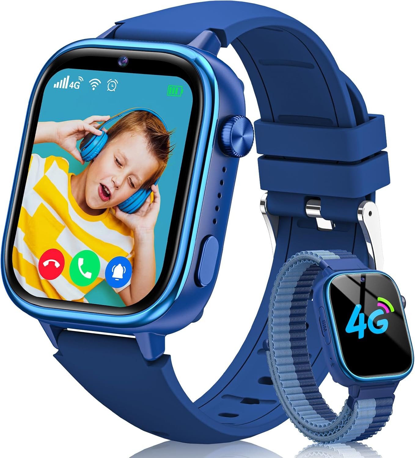 Sanorum GPS und Telefon, SOS Funktion Kinder Smartwatch (1,83 Zoll, 4G), mit Videoanrufe, Nachrichten, Schulmodus, Wecker, Kamera Schrittzähler