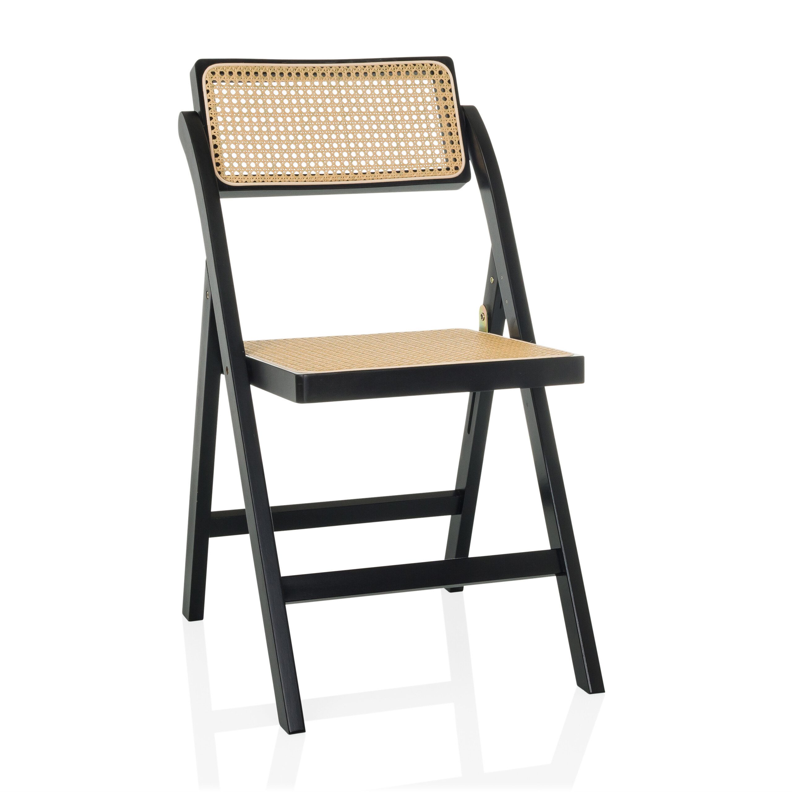 hjh LIVING Klappstuhl Klappstuhl TUDELA BAMBOO Bambus, Rattan, Stuhl klappbar aus Bambus mit Wiener Geflecht, Holzklappstuhl