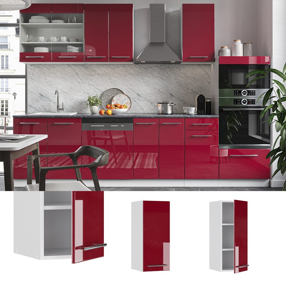 Vicco Hängeschrank Fame-Line, Bordeaux Hochglanz/Weiß, 30 cm (1-St)