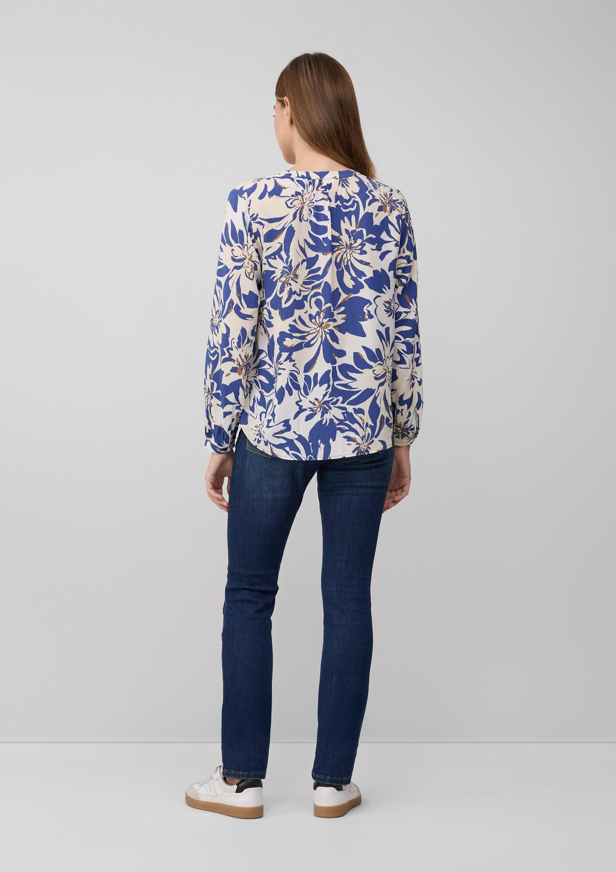 s.Oliver Langarmbluse Bluse Tunikabluse aus Viskosemix mit All-over-Print