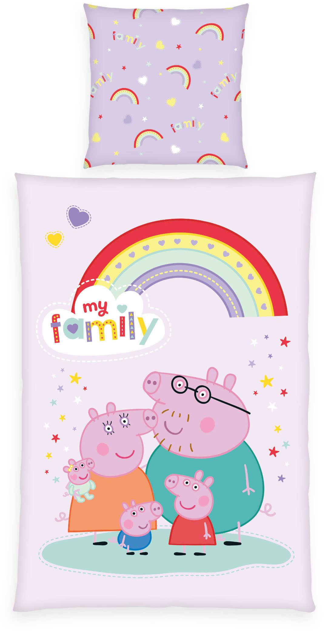 Peppa Pig Wendebettwäsche Peppa Pig, Renforcé, 2 teilig, mit fröhlichem Design