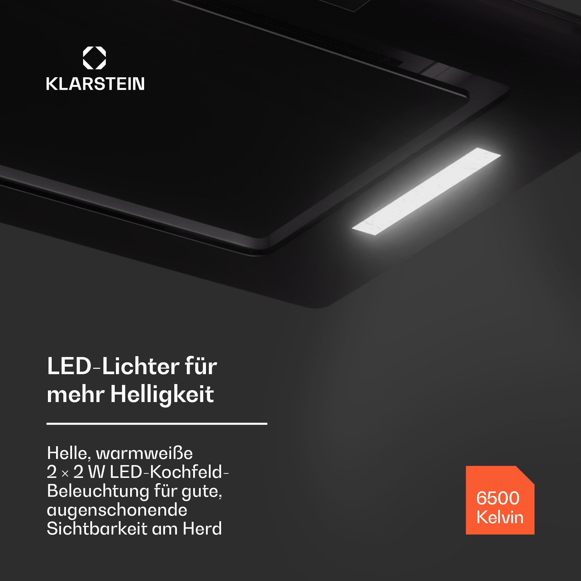 Klarstein Deckenhaube Hektor Serie Hektor Eco Lüfterbaustein 72 cm 466 m³/h Touch Sicherheitsglas LED Dunstabzugshaube Einbau Abluft Umluft mit Aluminium & Akti – Bild 5 von 5
