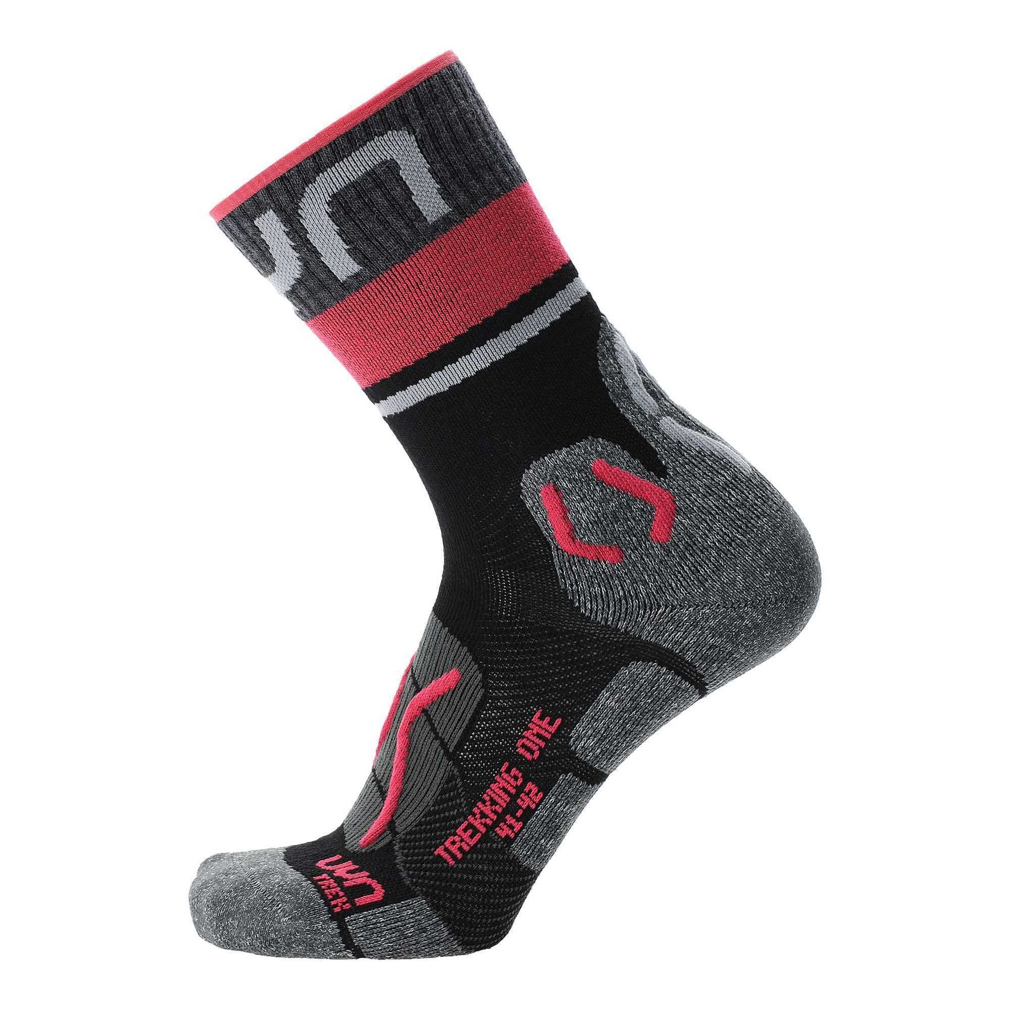 UYN Sportsocken - One - Black Trekking Pink Socks Damen Socken Merino