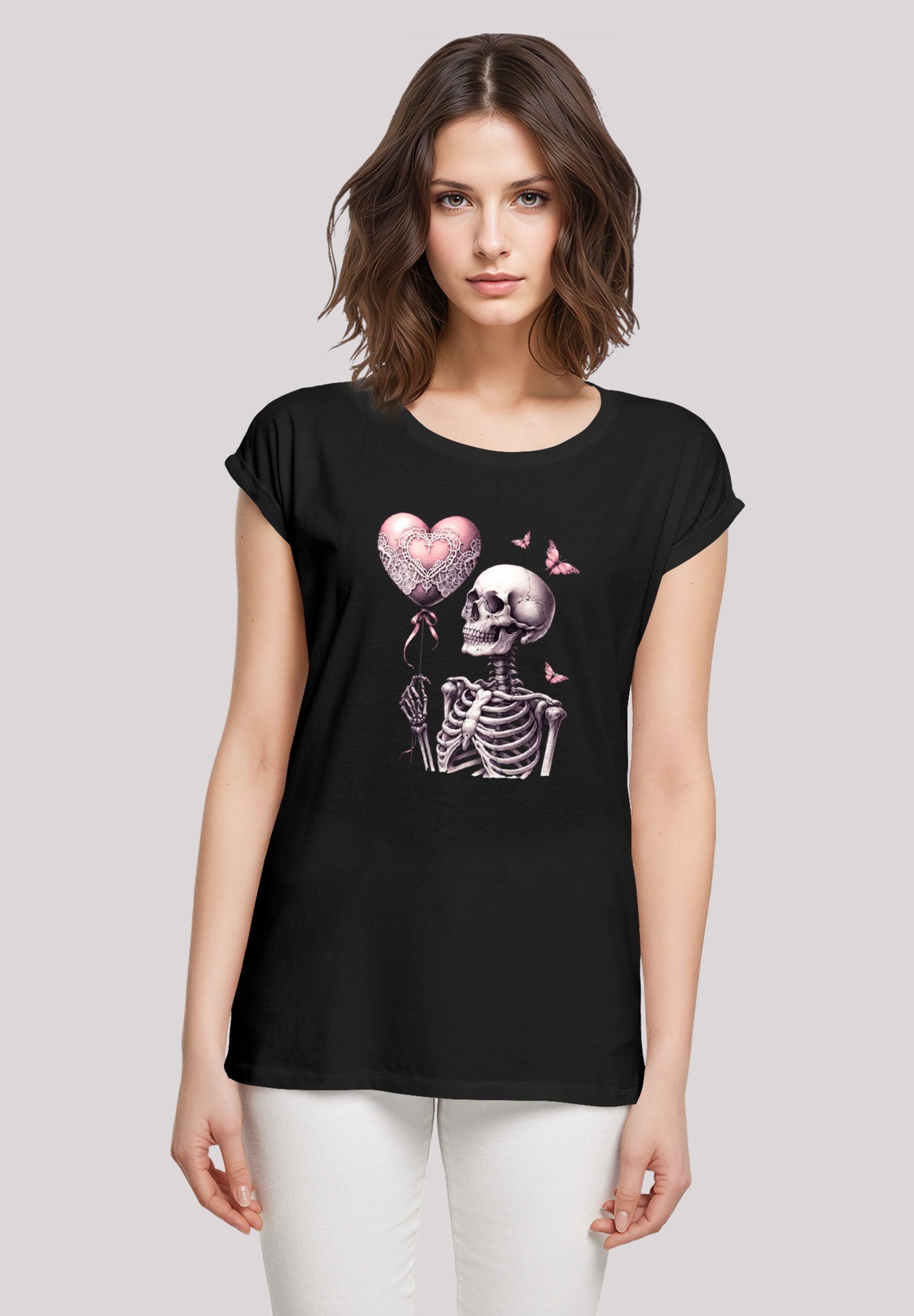 F4NT4STIC T-Shirt Skelett hält Herzballon Premium günstig online kaufen