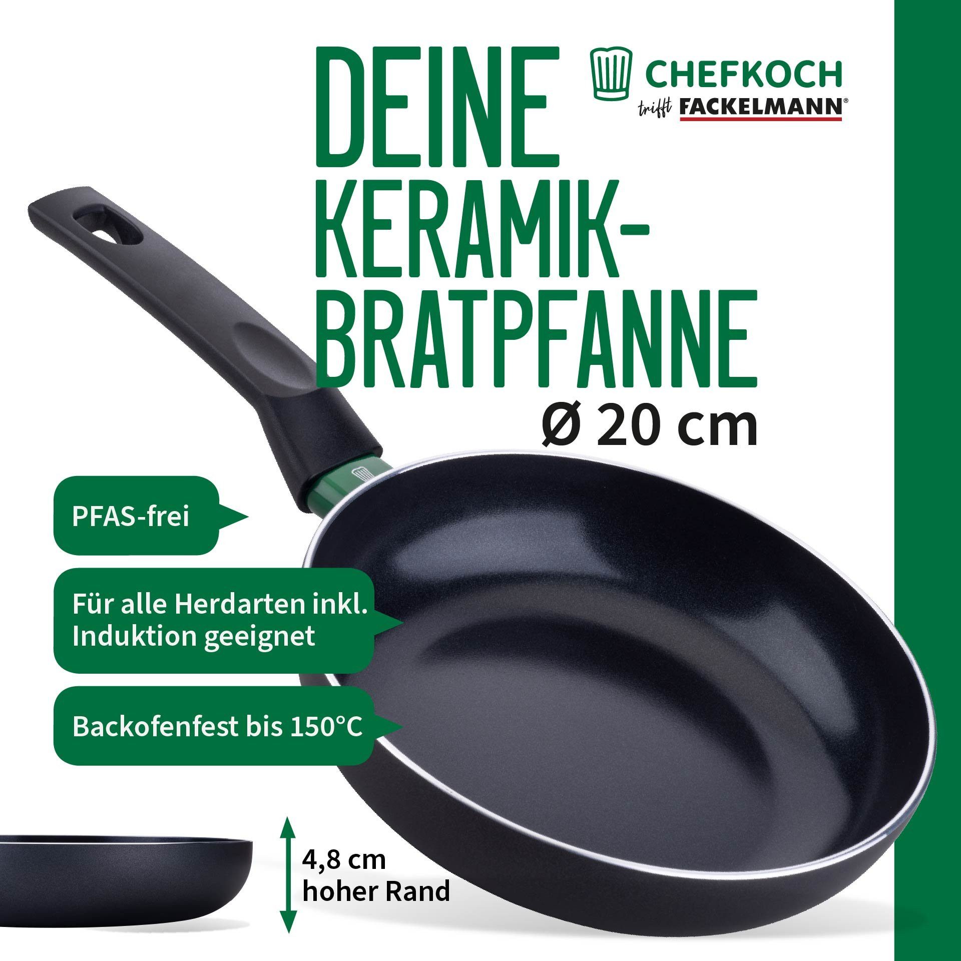 Chefkoch trifft Fackelmann Bratpfanne Bratpfanne, Antihaftpfanne, Keramikpfanne, Aluminiumpfanne