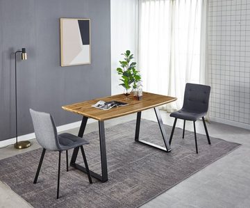 TPFLiving Esstisch MATIAS - Esszimmertisch, MDF mit Eiche-Dekor, Beine Metall (Hochwertiger Küchentisch mit stylischem Kufengestell, 1-St., Designertisch, natur, Beine schwarz), Tisch Esszimmer - Maße (BxHxT): 140x75x80 cm - Plattenstärke: 4 cm