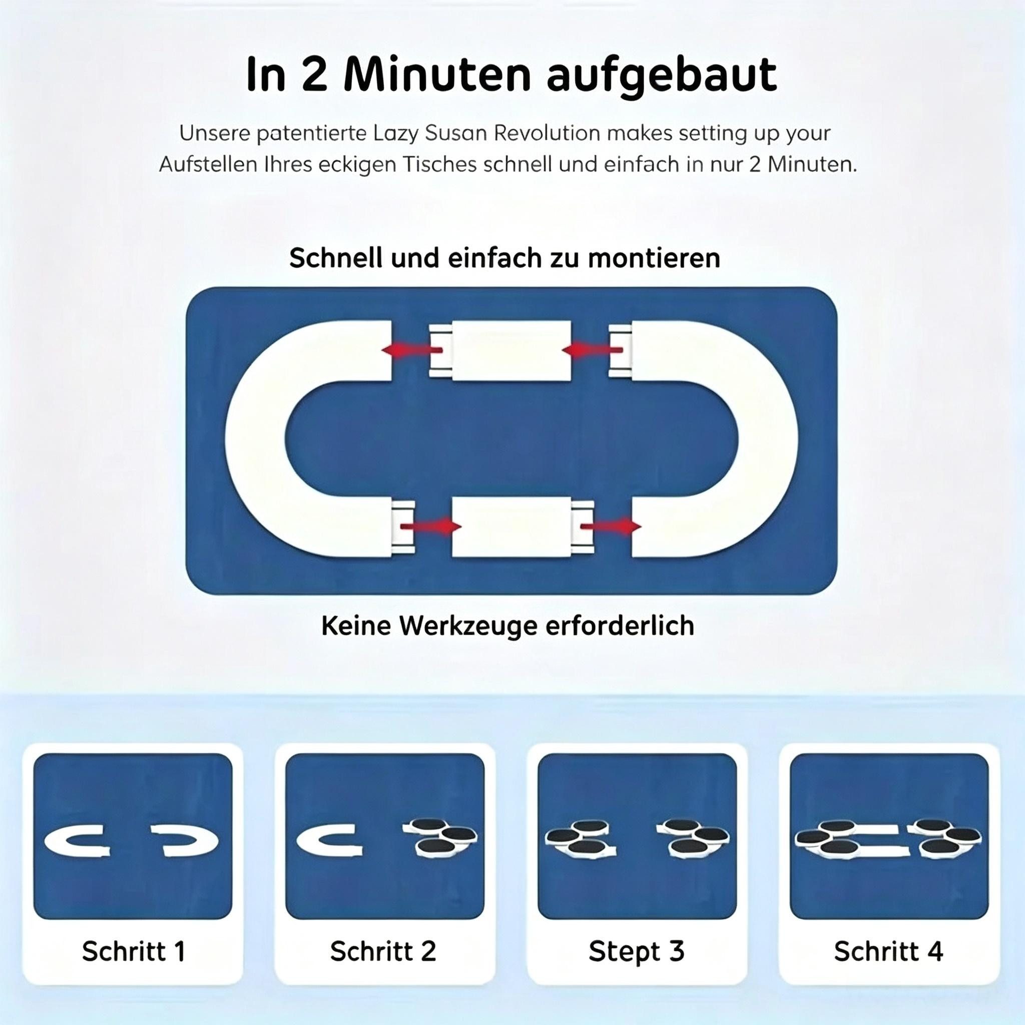 Kityhome Snackschale Drehteller 360 Grad rechteckig ausziehbar Küchen-Drehplatte, ausziehbar / verstellbare Länge,für rechteckige Tische – Bild 4 von 5