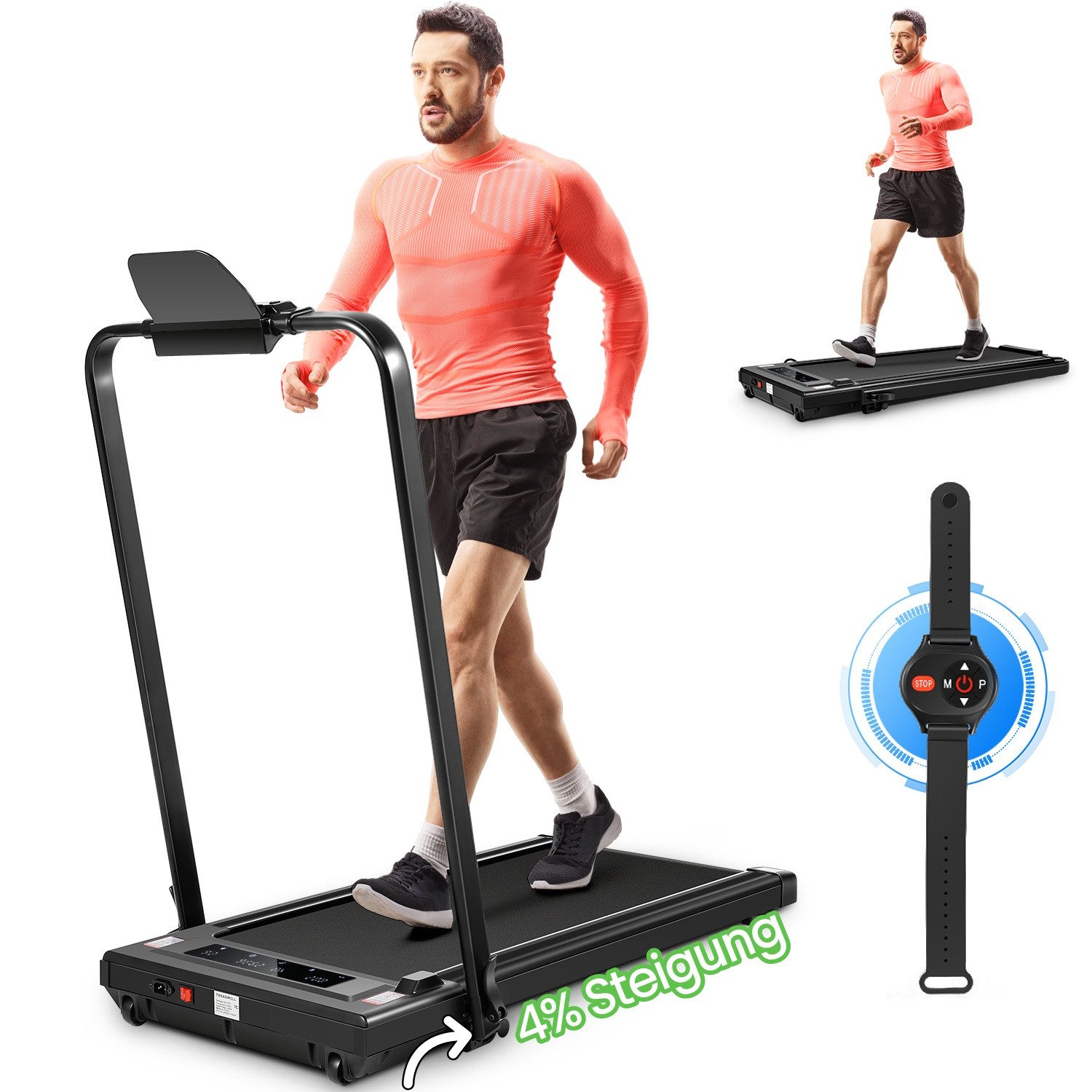 Laufband 2,5 PS leiser Elektromotor 12 Programme, LCD Display mit Fernbedienung