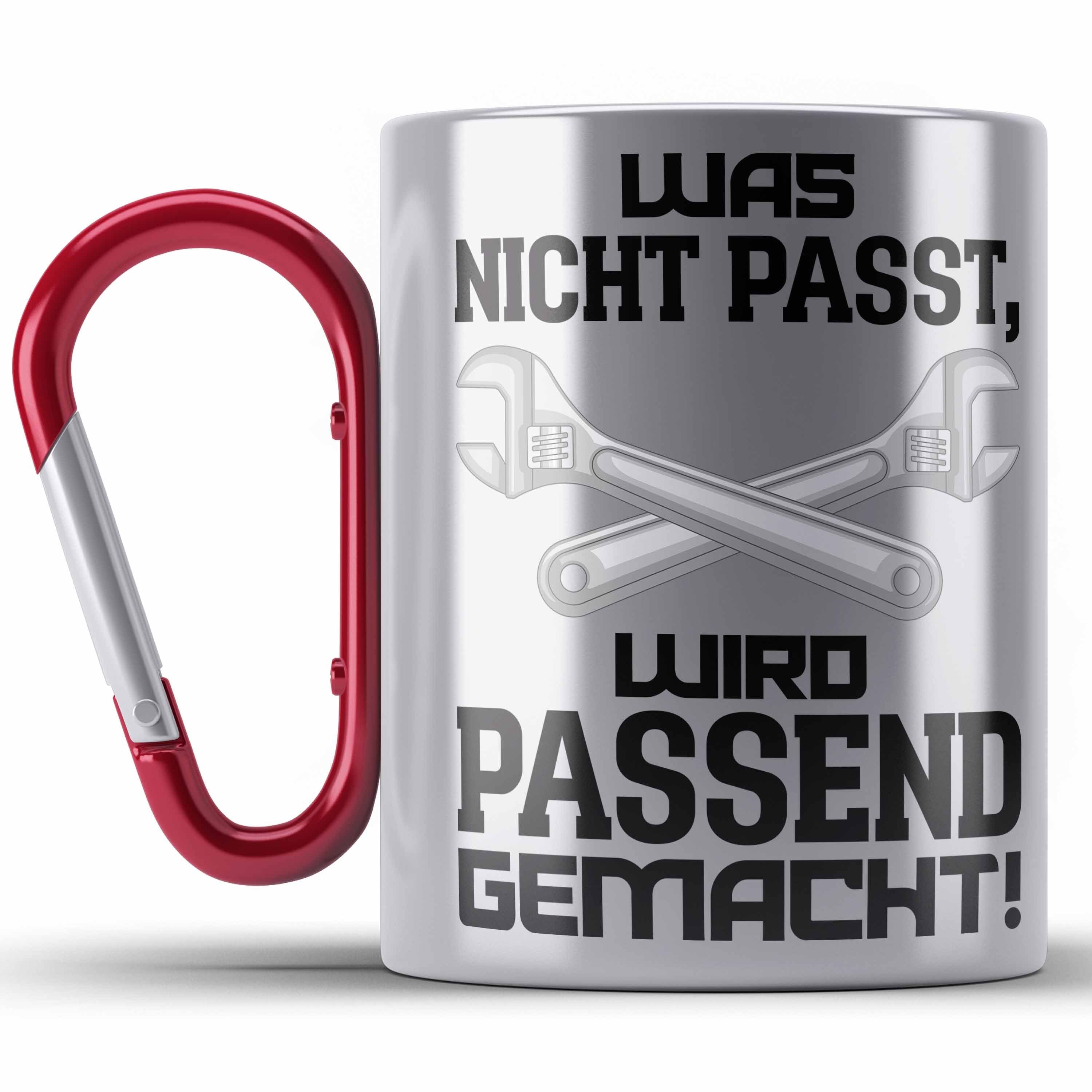 Trendation Thermotasse Handwerker Edelstahl Tasse mit Spruch Geschenke für Handwerk KaffeeEde Rot
