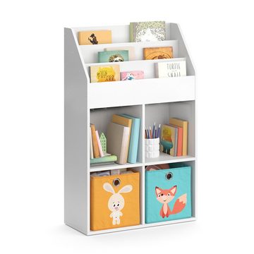 Vicco Bücherregal Kinderregal Aufbewahrungsregal LUIGI groß Weiß + Faltboxen bunt
