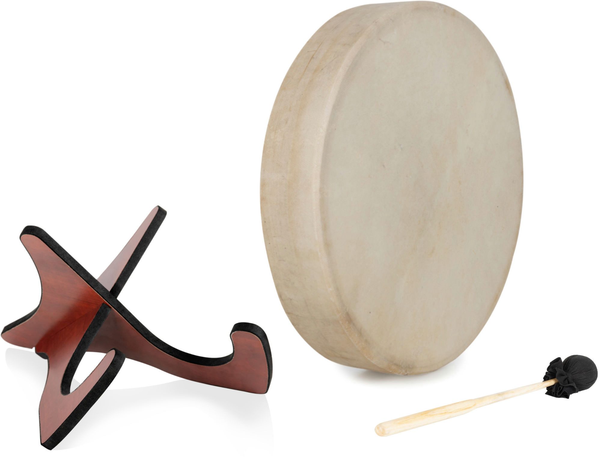 Classic Cantabile Handtrommel Classic Cantabile SD-18 Schamanentrommel 18" Set mit Ständer,SD-18, 3-St., Inkl. Schlägel und Ständer, Anregende Wirkung - Mit Haltevorrichtung