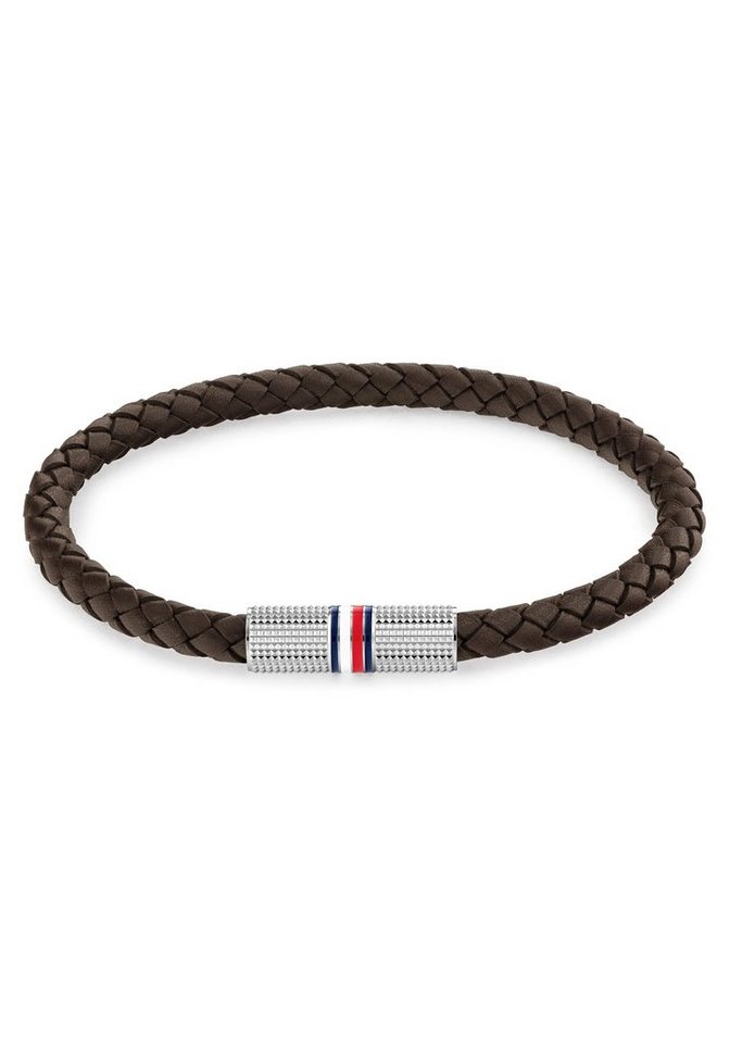 Tommy Hilfiger Armband Schmuck Edelstahl Armschmuck Lederarmband, zu Hoodie,  Shirt, Jeans, Sneaker, Tommy Jeans!, Gesamtlänge ca. 21 cm, Innenumfang ca.  19 cm