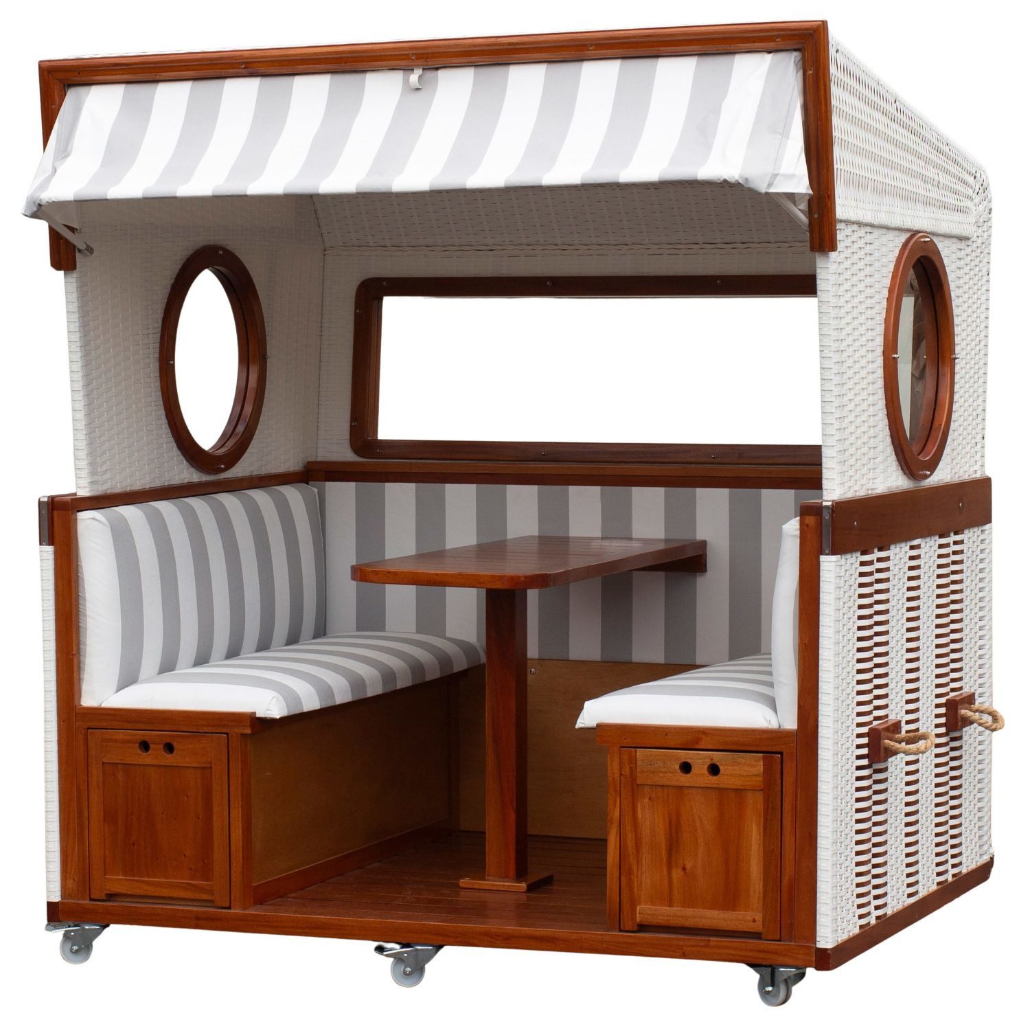 deVries Strandkorb Strandkorb 6-Sitzer Mahagoni - PE weiß - Modell 989, BxT günstig online kaufen