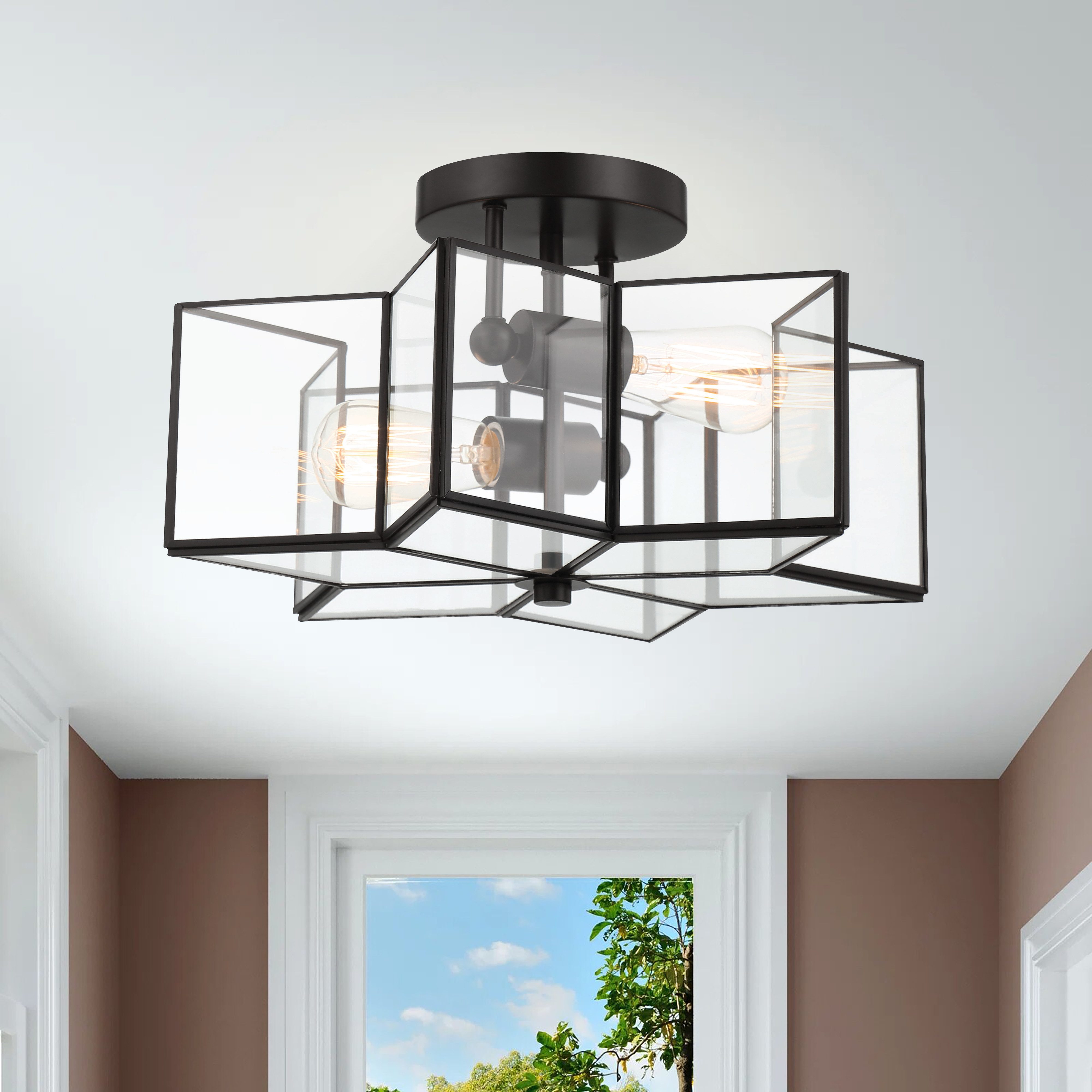 MLT&RIDDLE Deckenleuchten Stern 2 flammig-41cm Deckenlampe Sternform-Design Halbeinbauleuchte, ohne Leuchtmittel