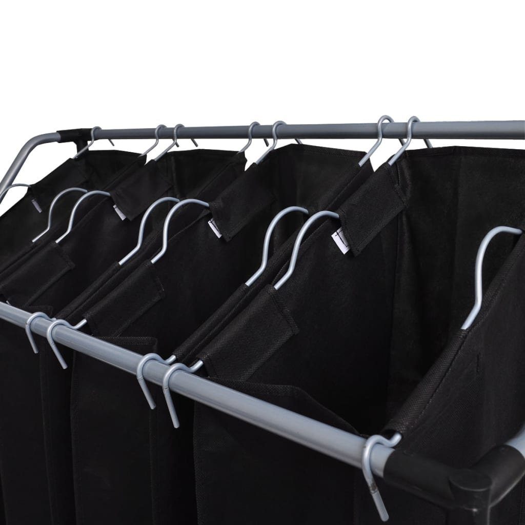 furnicato Wäschekorb Wäschekörbe mit und Stück Grau 2 Schwarz Taschen