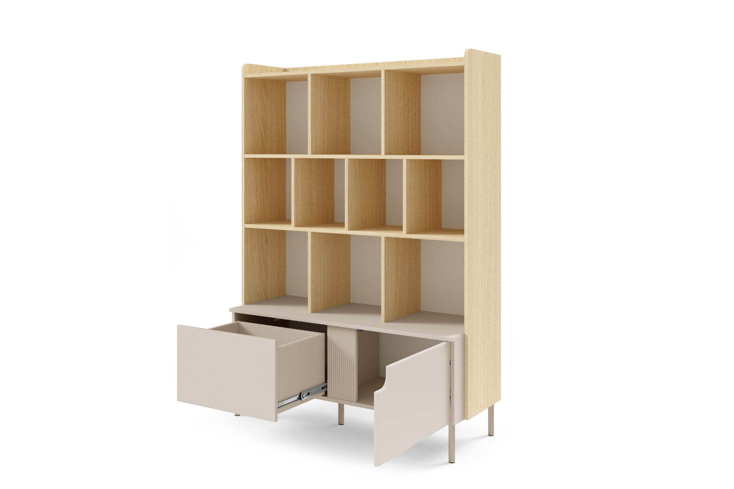 Deine Möbel 24 Bücherregal PAURO 05 Regal mit Schublade und Türen, modernes Standregal, PAURO - Kollektion 1-tlg., mit offenen Fächern im skandinavischen Design