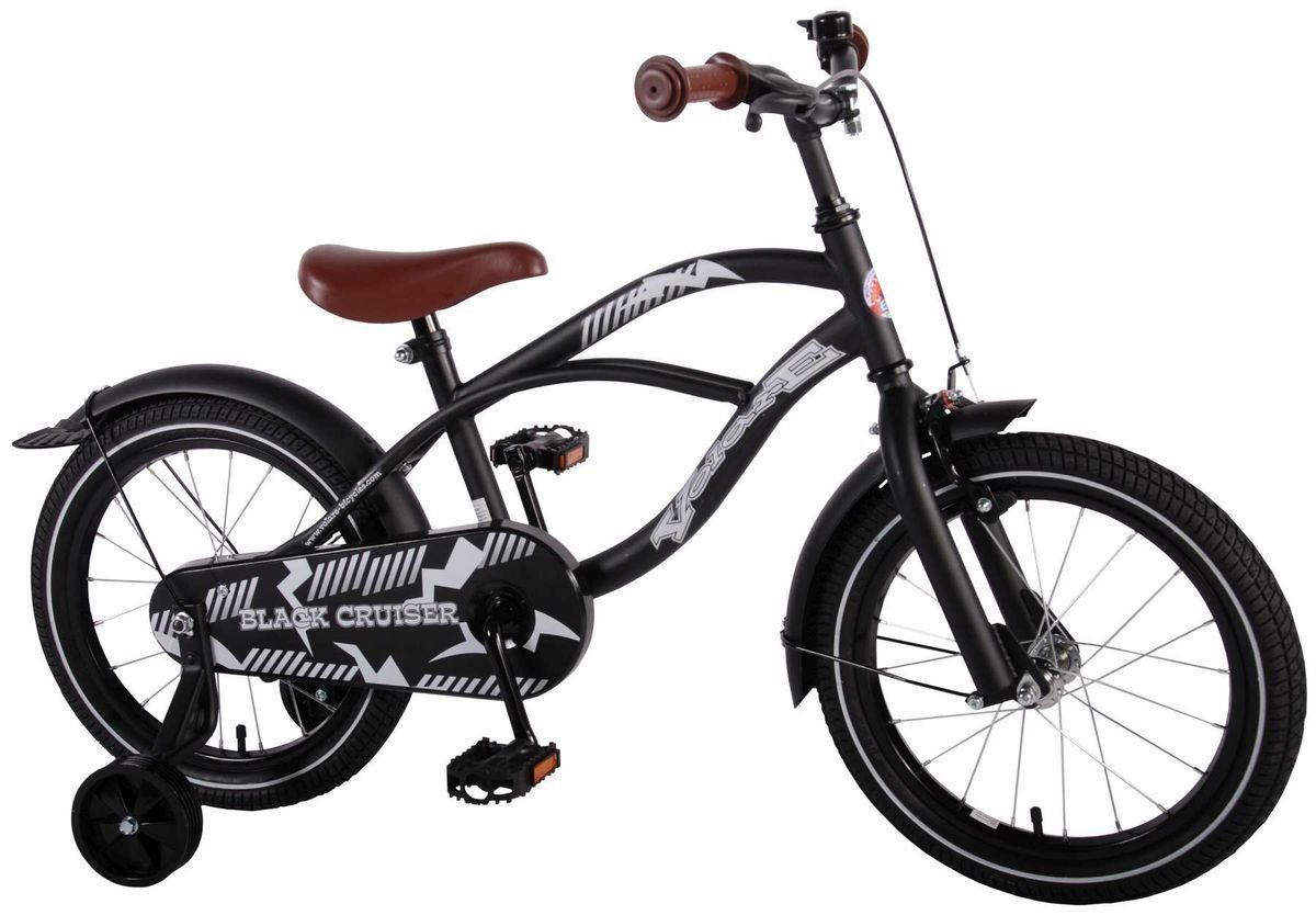 Volare Kinderfahrrad 16 Zoll Kinder Jungen Fahrrad Holland Bike Cruiser Schwarz 21602-CH, 1 Gang, Rücktrittbremse, Stützräder, Schutzbleche