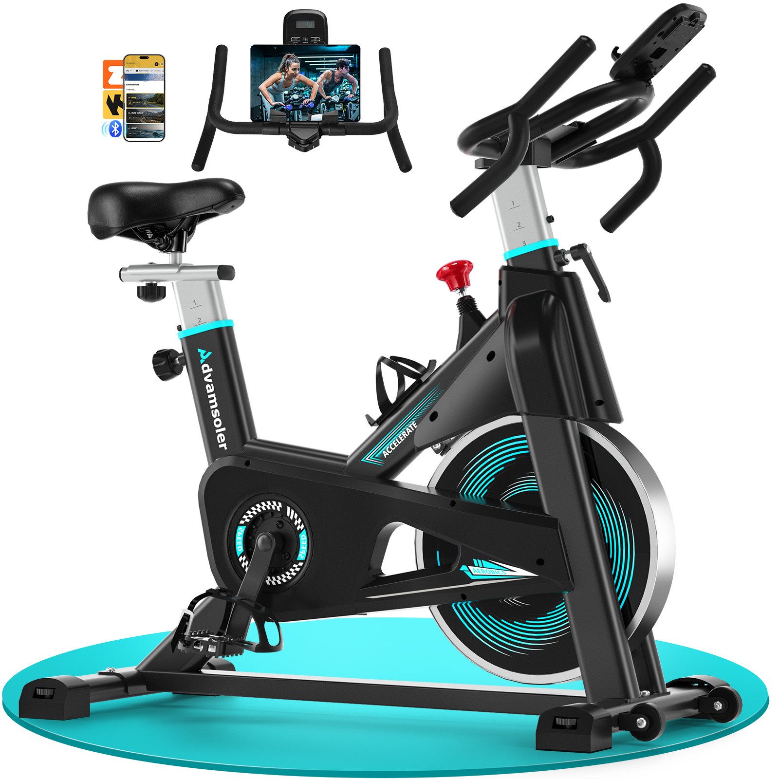 Advamsoler Heimtrainer 160 kg belastbar mit verstellbarem Widerstand, Leises Bike mit LCD-Monitor für Heim-Kardio-Training