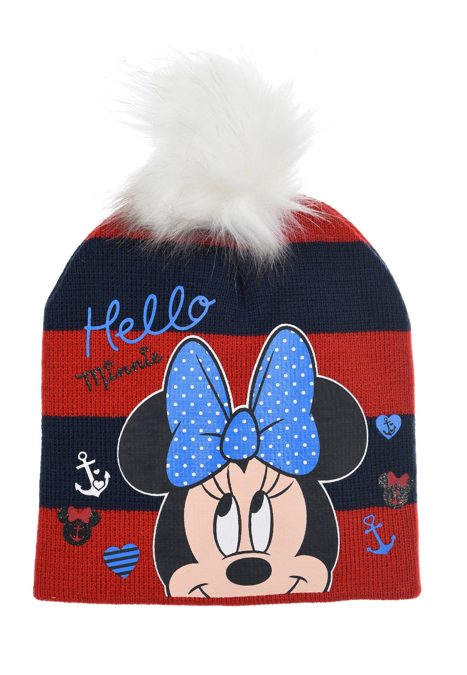 Disney Minnie Mouse Bommelmütze Baby Mädchen Winter-Mütze Rot