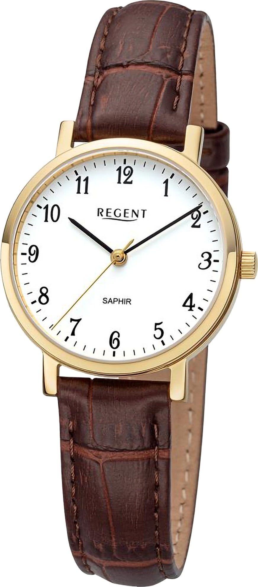Regent Quarzuhr Regent Damen Armbanduhr Analog, (Analoguhr), Damen Armbanduhr rund, extra groß (ca. 30mm), Lederarmband