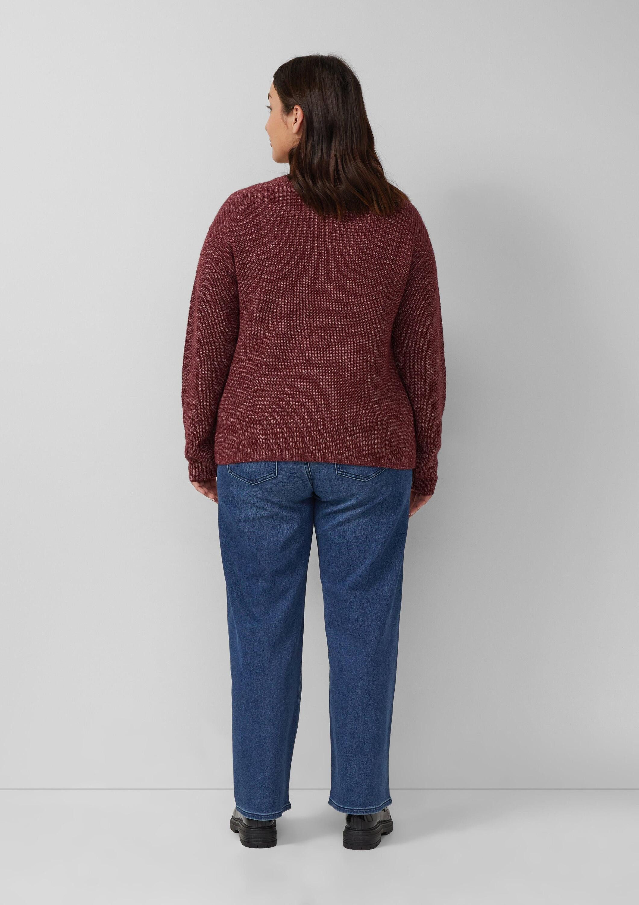 s.Oliver Longpullover Strickpullover Weicher Strickpullover im Relaxed Fit mit V-Ausschnitt