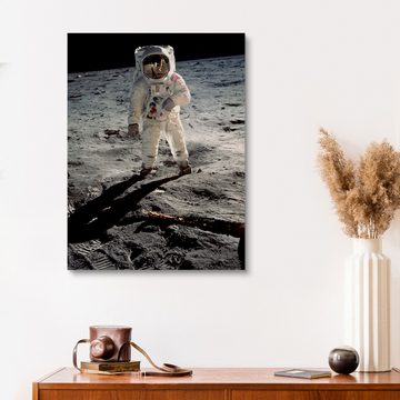 Posterlounge Holzbild NASA, Astronaut Edwin Aldrin auf dem Mond, Apollo 11, Fotografie