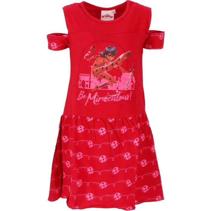 Miraculous - Ladybug Sommerkleid Kinder Mädchen Kleid Gr. 98 bis 128 100% Baumwolle
