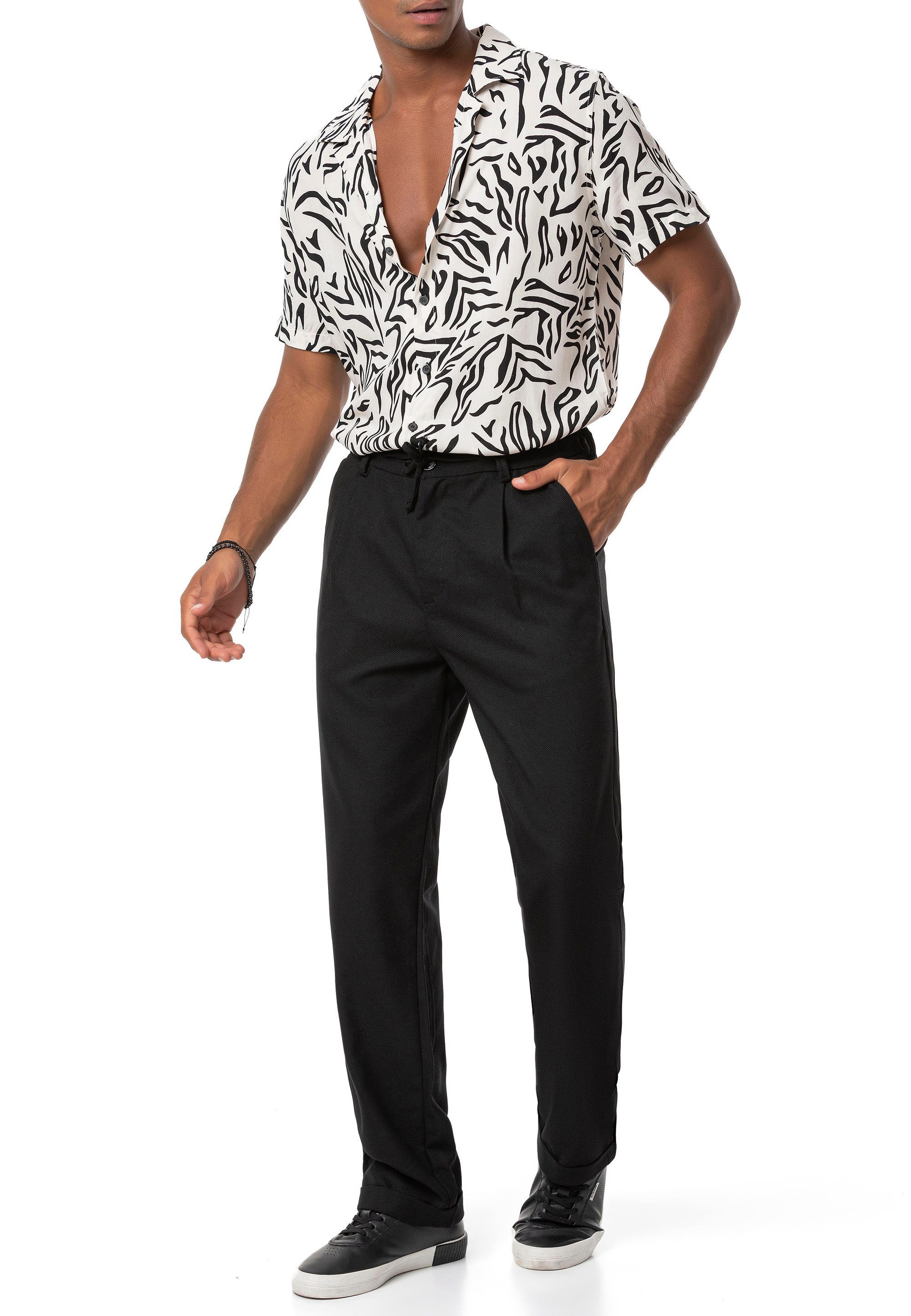 RedBridge Stoffhose mit Struktur und Tunnelzugbund Klassisch Modern Elegant Casual