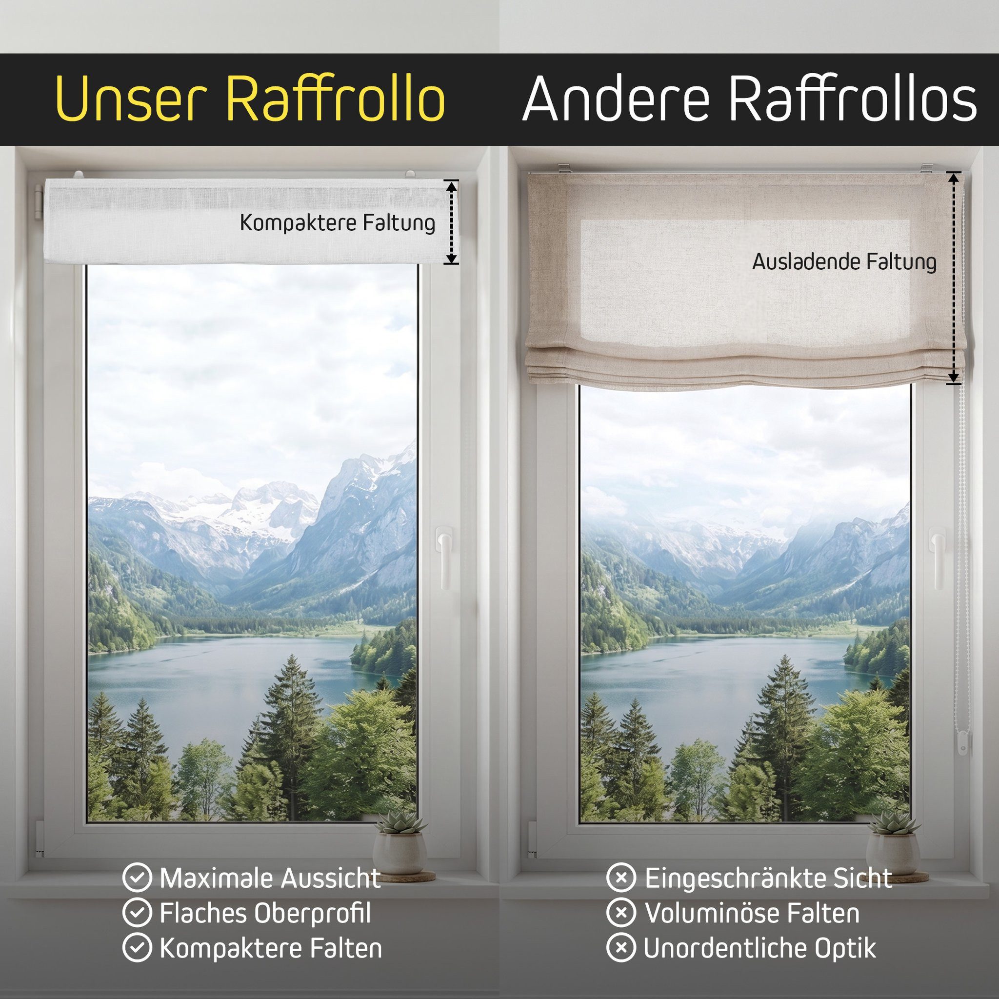 Victoria M. Raffrollo Ivora Premium Raffrollo 40x130cm Grau Blickdicht, mit Faltenband, mit Bohren, freihängend, Abnehmbarer Stoff mit OEKO-TEX® Zertifizierung