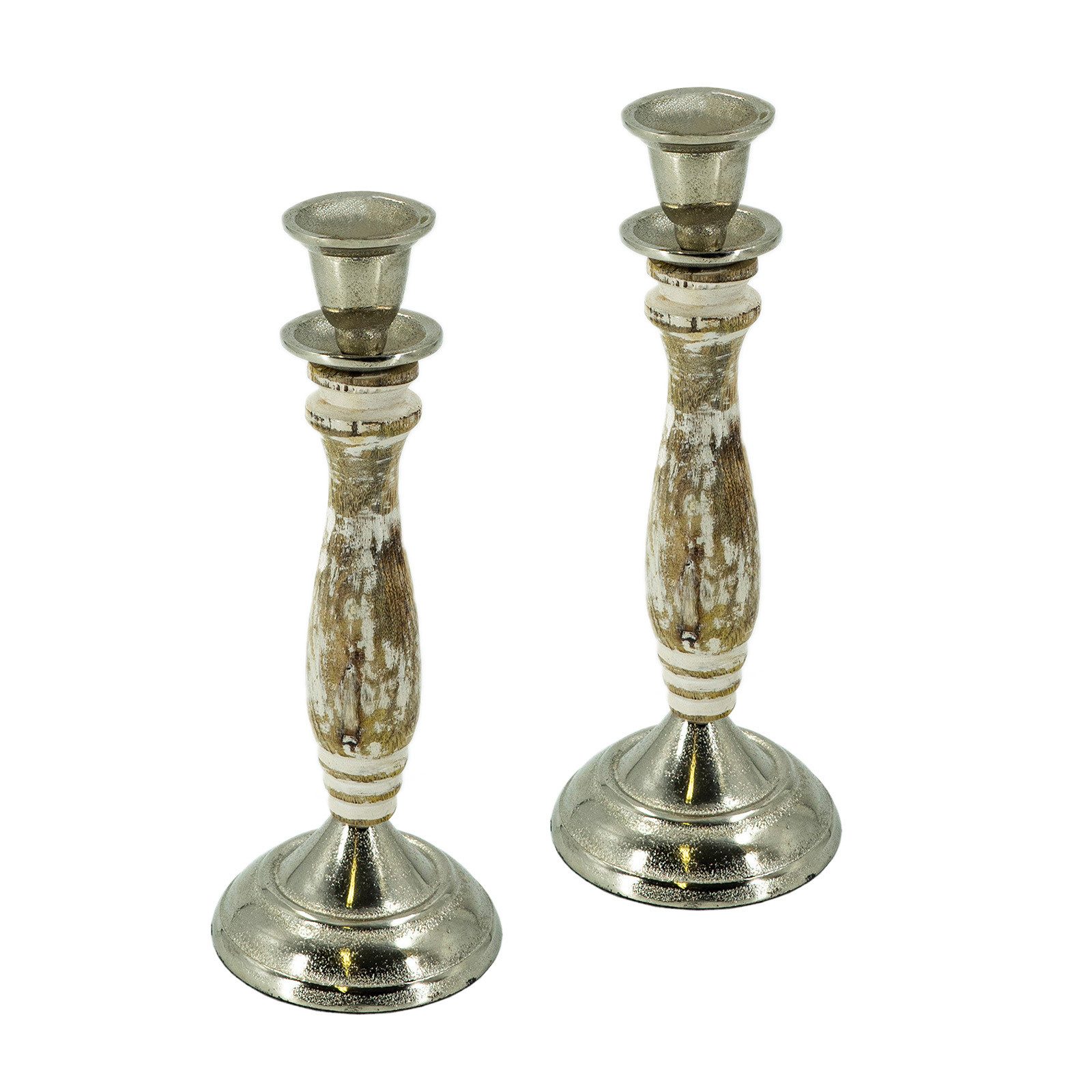 HTI-Living Kerzenständer Kerzenständer 2er Set Metall/Mangoholz (Set, 2 St. günstig online kaufen