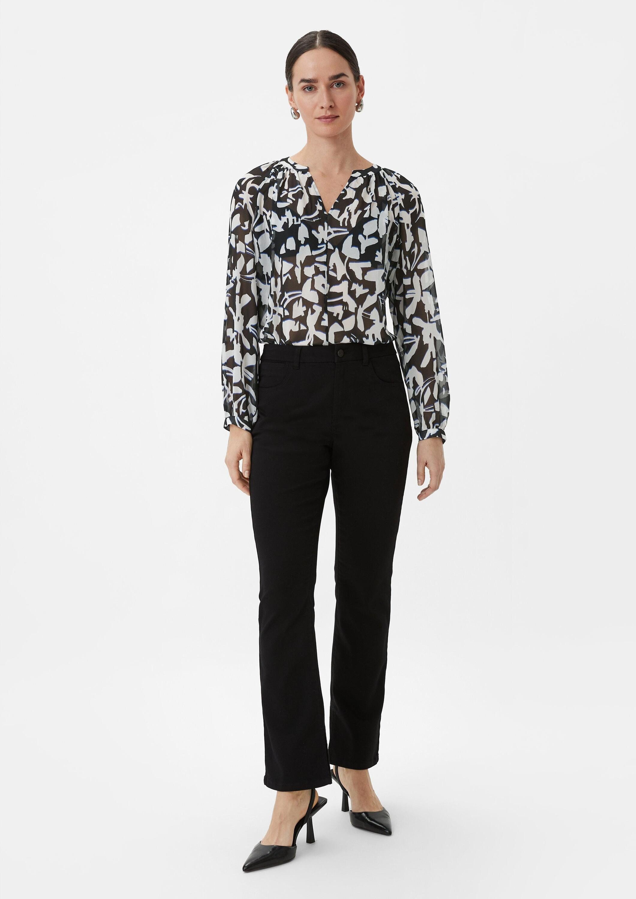 comma Langarmbluse Bluse Bluse aus Chiffon