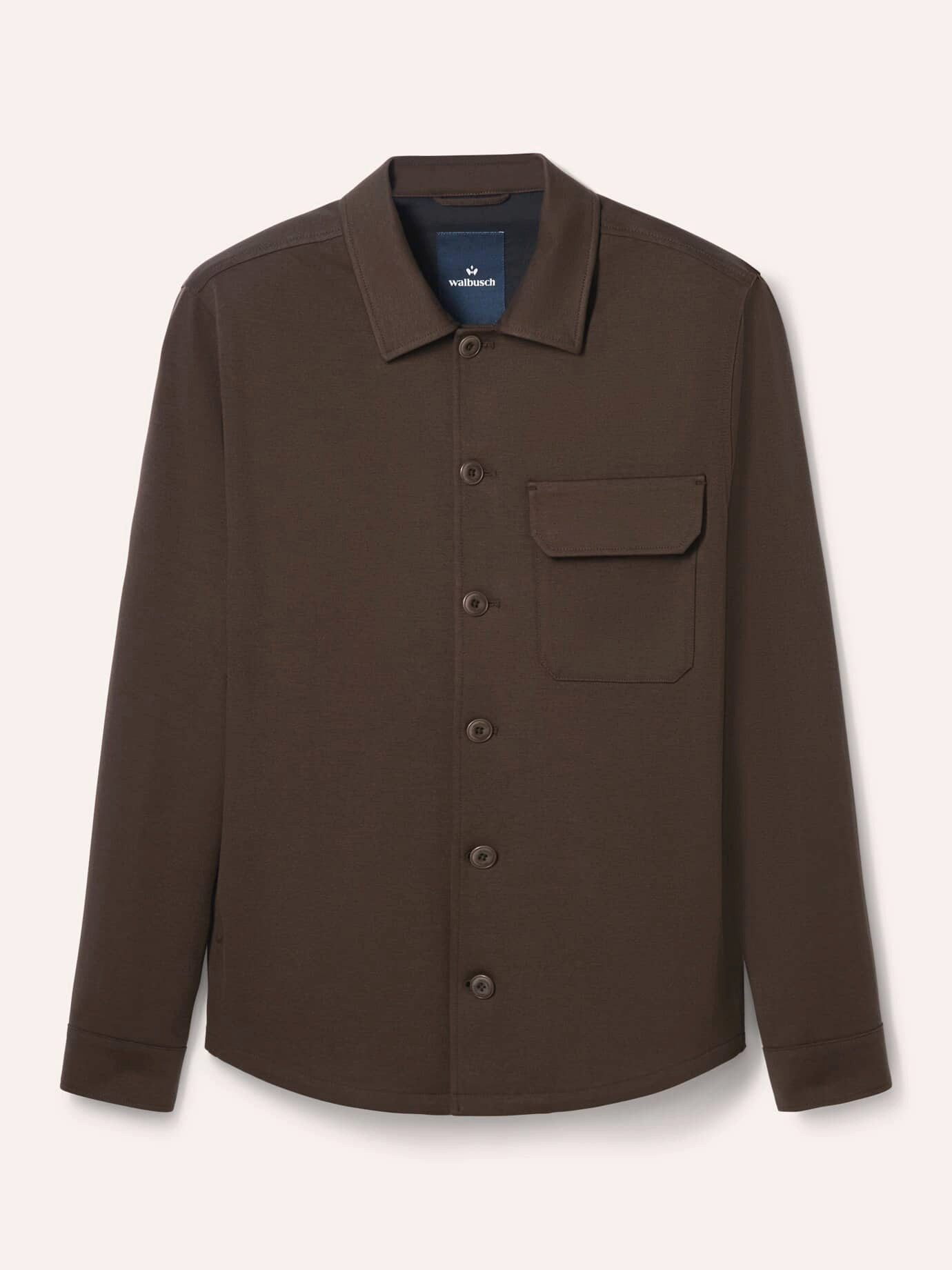 Walbusch Hemdjacke Herren Hemdjacke aus elatischem Material Regular fit Umlegekragen, Umlegekragen, modern
