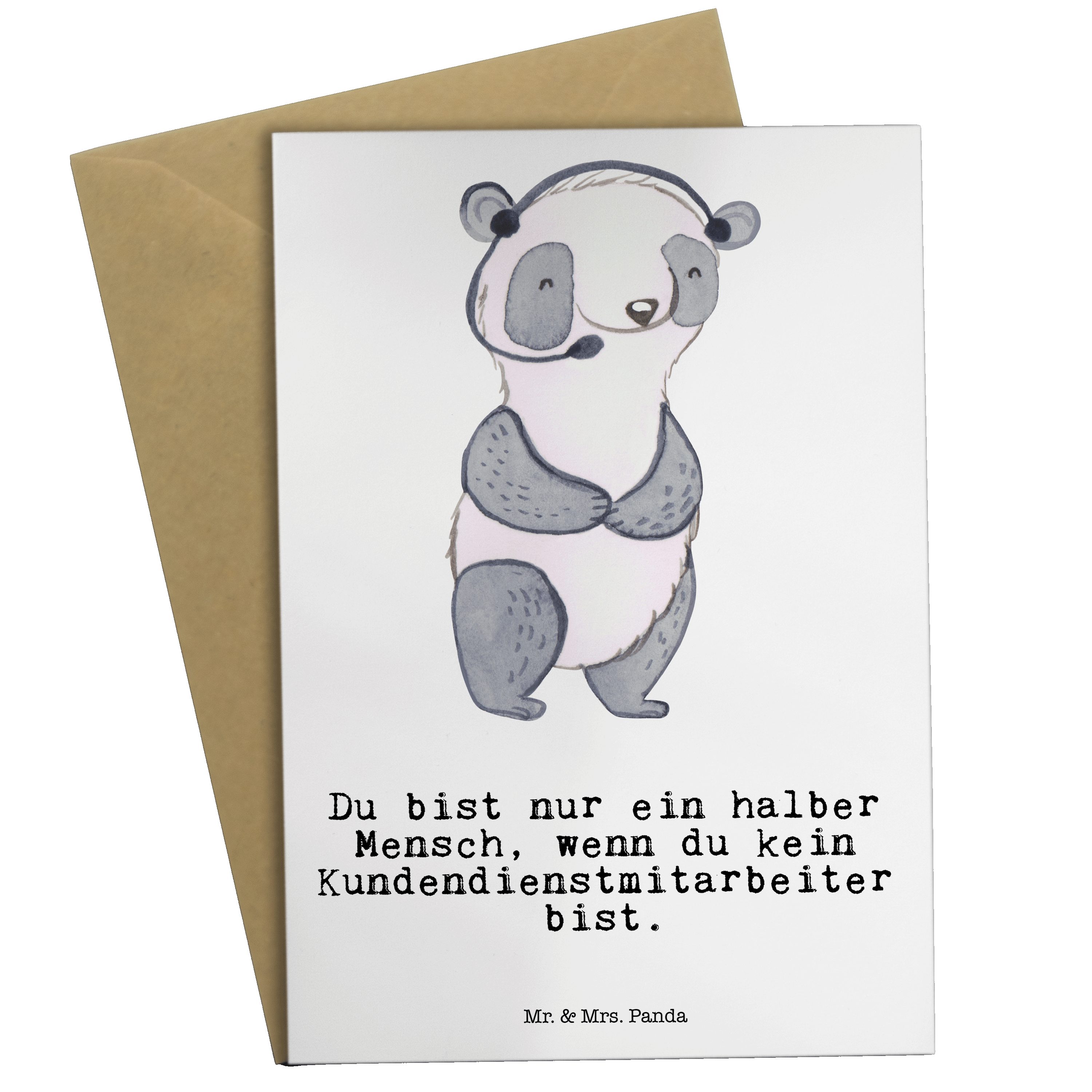 Mr. & Mrs. Panda Grußkarte Kundendienstmitarbeiter mit Herz - Weiß - Geschenk, Danke, Hochzeitsk