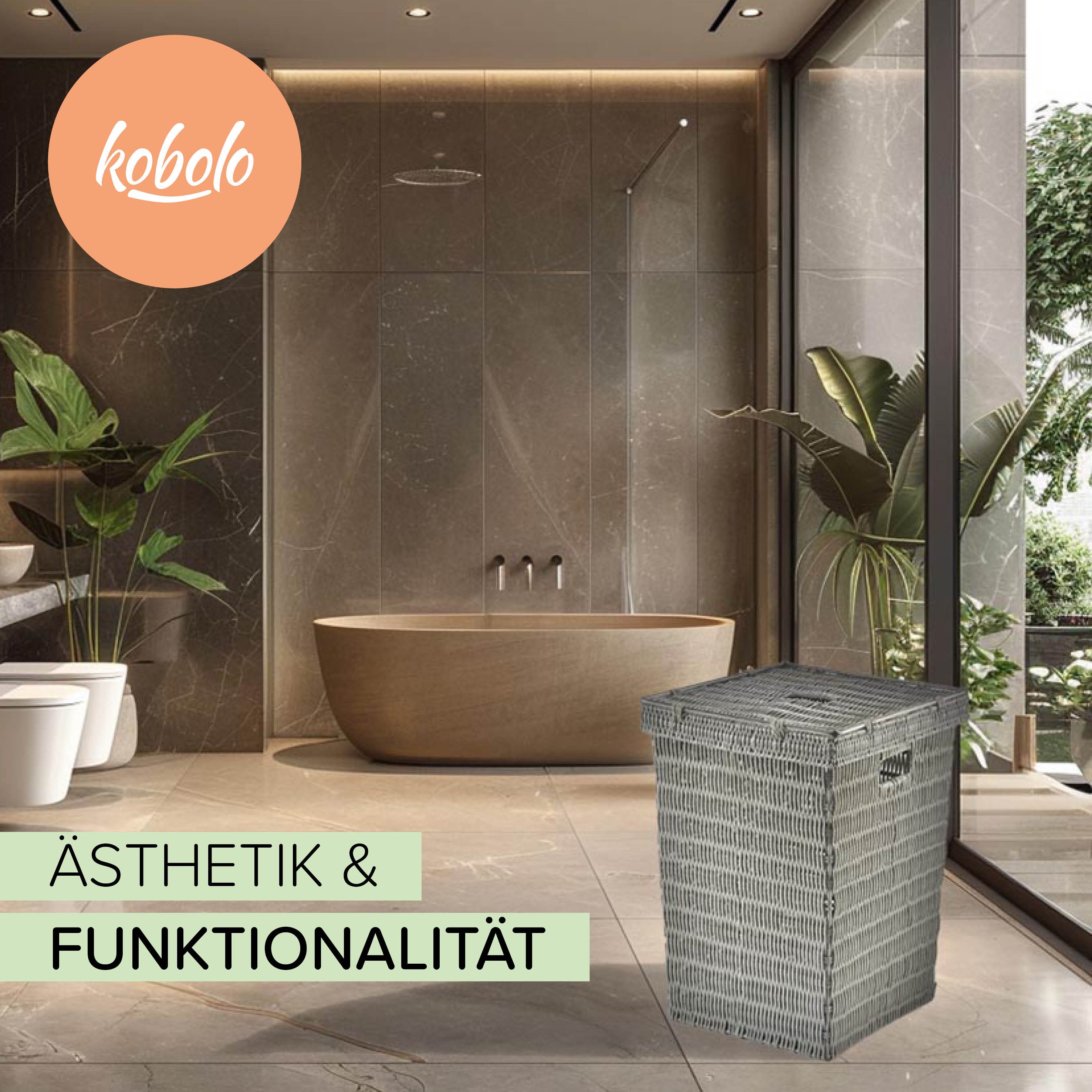 Kobolo Wäschekorb Wäschebehälter Wäschesammler mit Deckel - grau (Korb mit günstig online kaufen