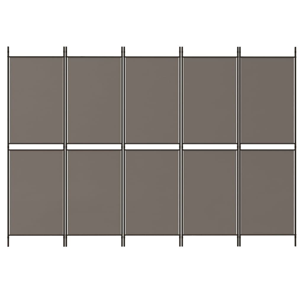 vidaXL Raumteiler 5-tlg. Paravent Anthrazit 250x220 cm Stoff, 1-tlg.