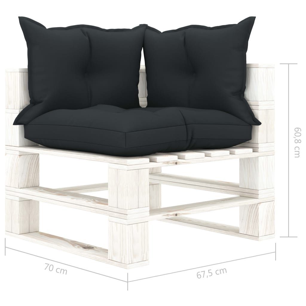 Loungesofa Weiß Anthrazit in Holz, Kissen mit 1 2-Sitzer Garten-Palettensofa vidaXL Teile Anthrazit