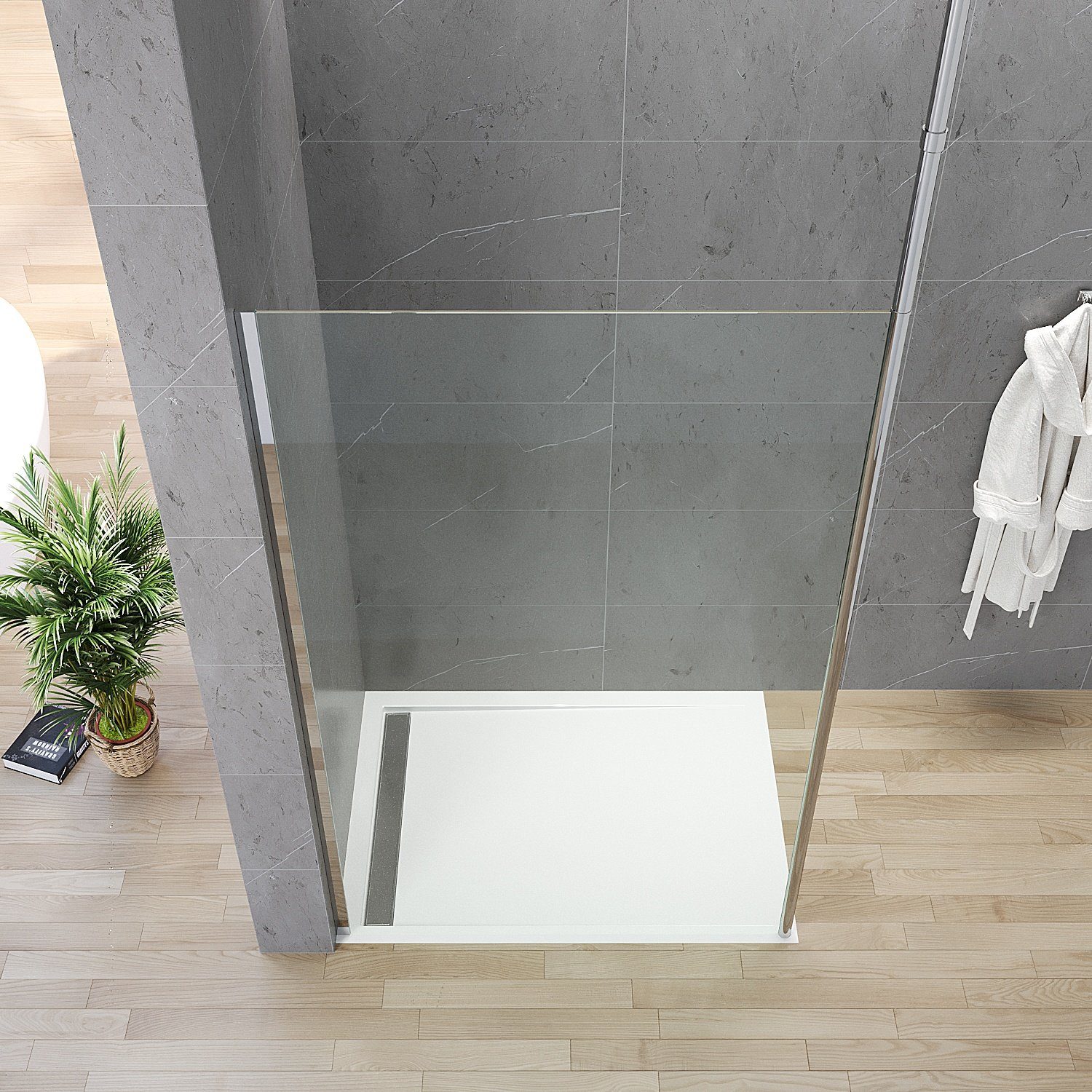 AQUABATOS Duschwand Walk in Dusche Duschwand Duschkabine Glaswand Duschabtrennung, 8mm Einscheibensicherheitsglas, erhältlich in 5 verschiedenen Breiten(80-120 cm)
