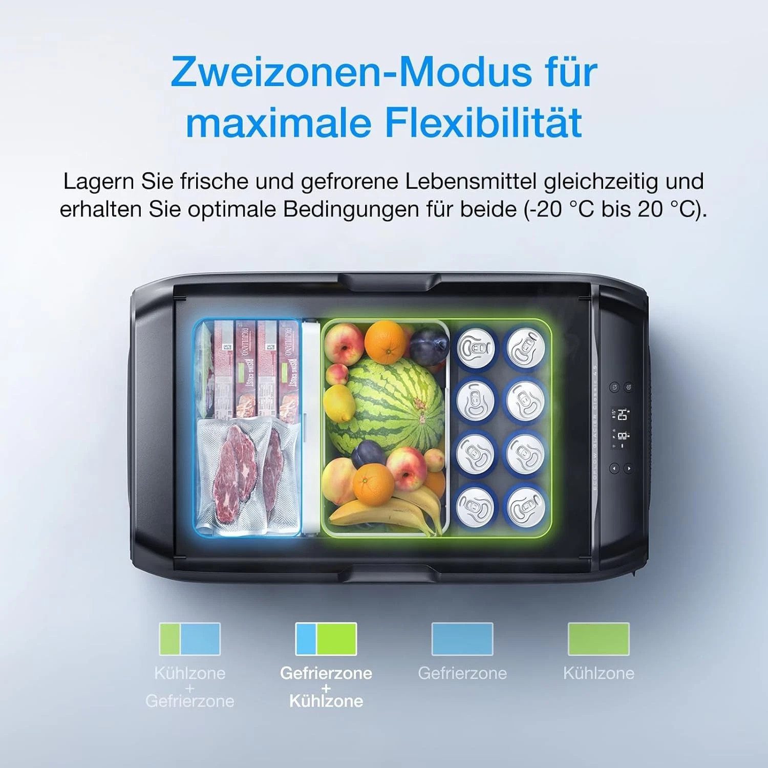Ecoflow Kühlbox EcoFlow GLACIER Classic 45L Kühlbox mit Gefrierfunktion, Dual-Zone Kühl-Gefrierbox, App-Steuerung, -20°C bis 20°C, 45 Liter