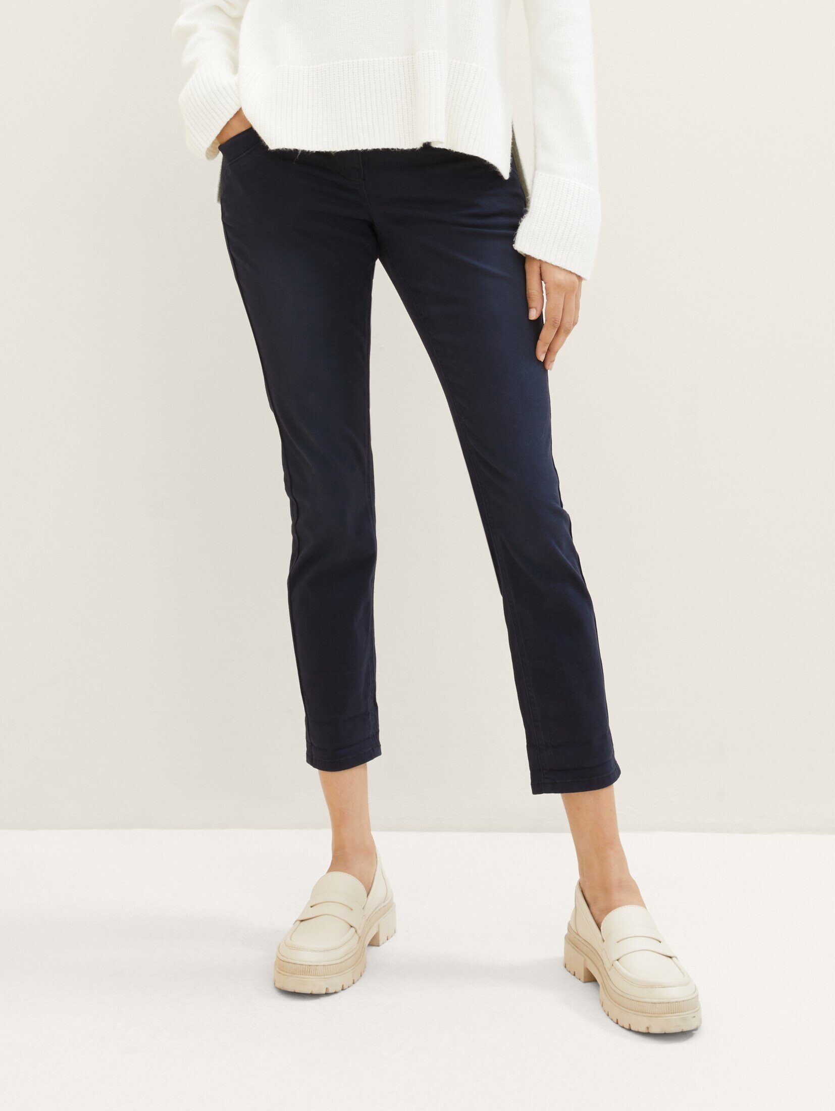 Tom Tailor Damen Hose TAPERED RELAXED - Relaxed Fit - Gestreift günstig online kaufen