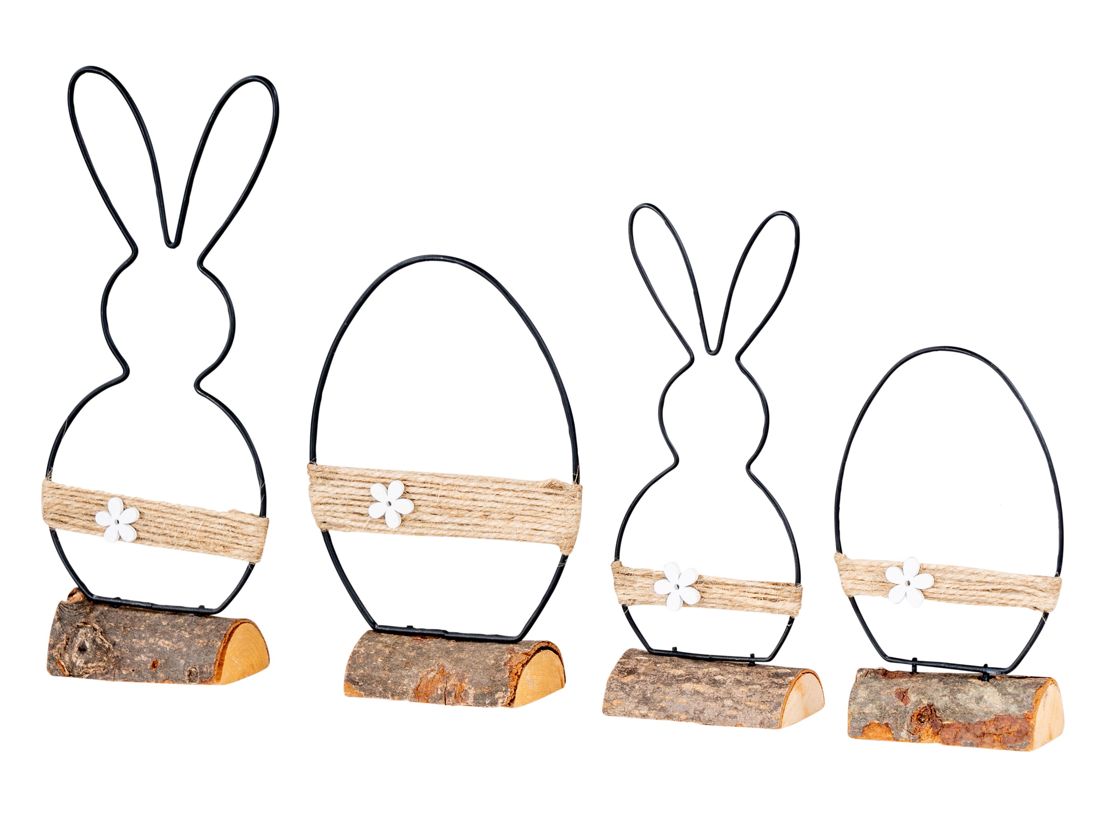 Levandeo® Osterhase, 4er Set Deko Aufsteller Hase Metall Schwarz Osterdeko Osterei