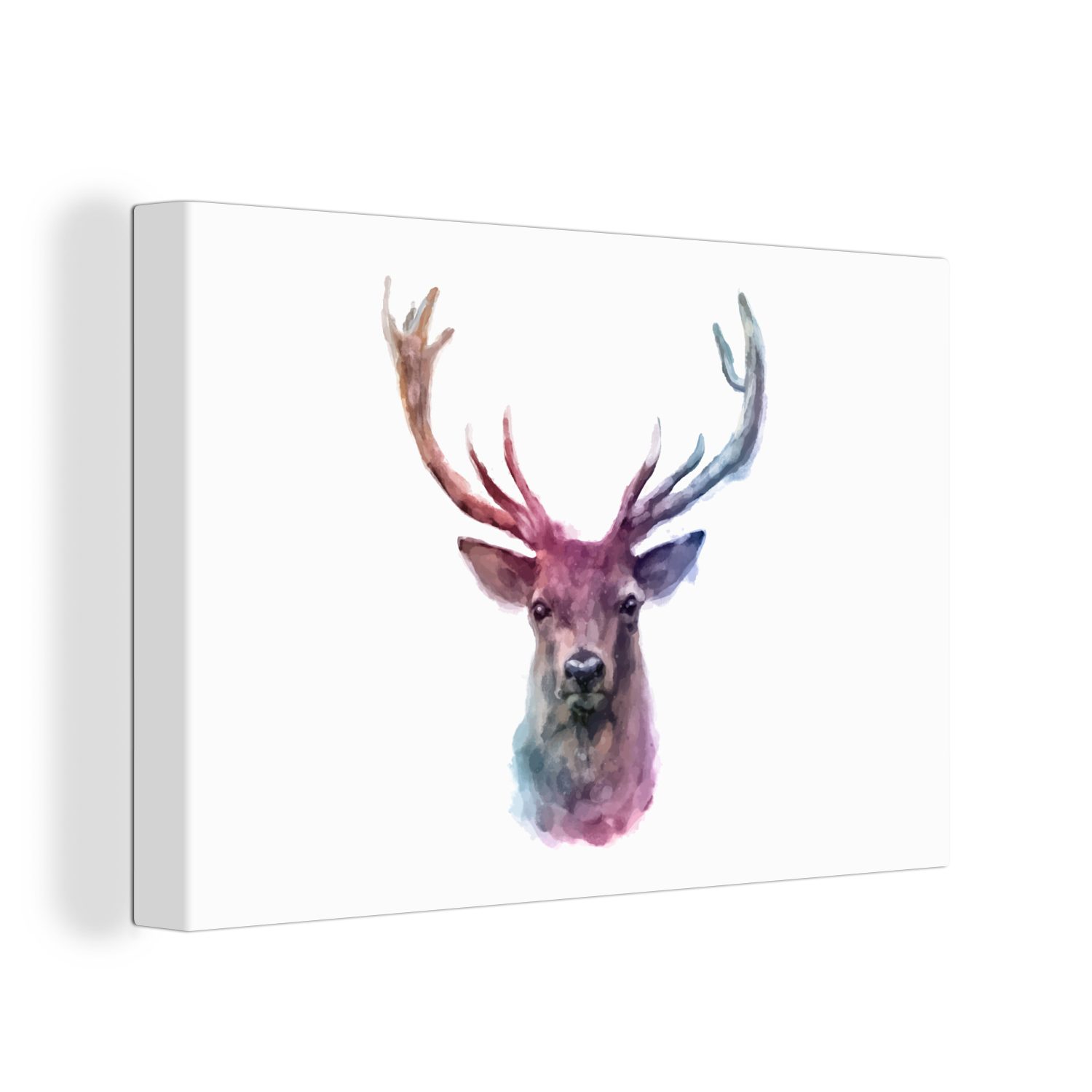OneMillionCanvasses® Leinwandbild Rotwild - Farbe - Farben, (1 St), Wandbild Leinwandbilder, Aufhängefertig, Wanddeko, 30x20 cm